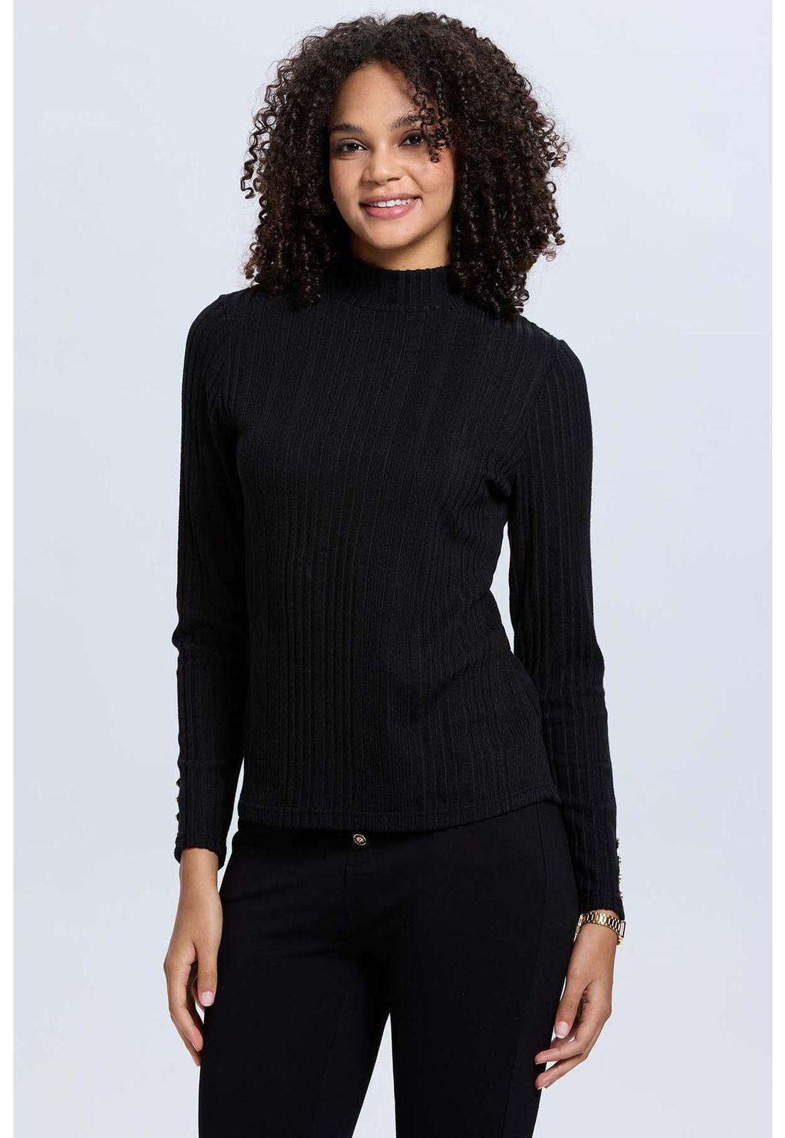 Polera Mujer Camman De Rib Lisa Negro-1