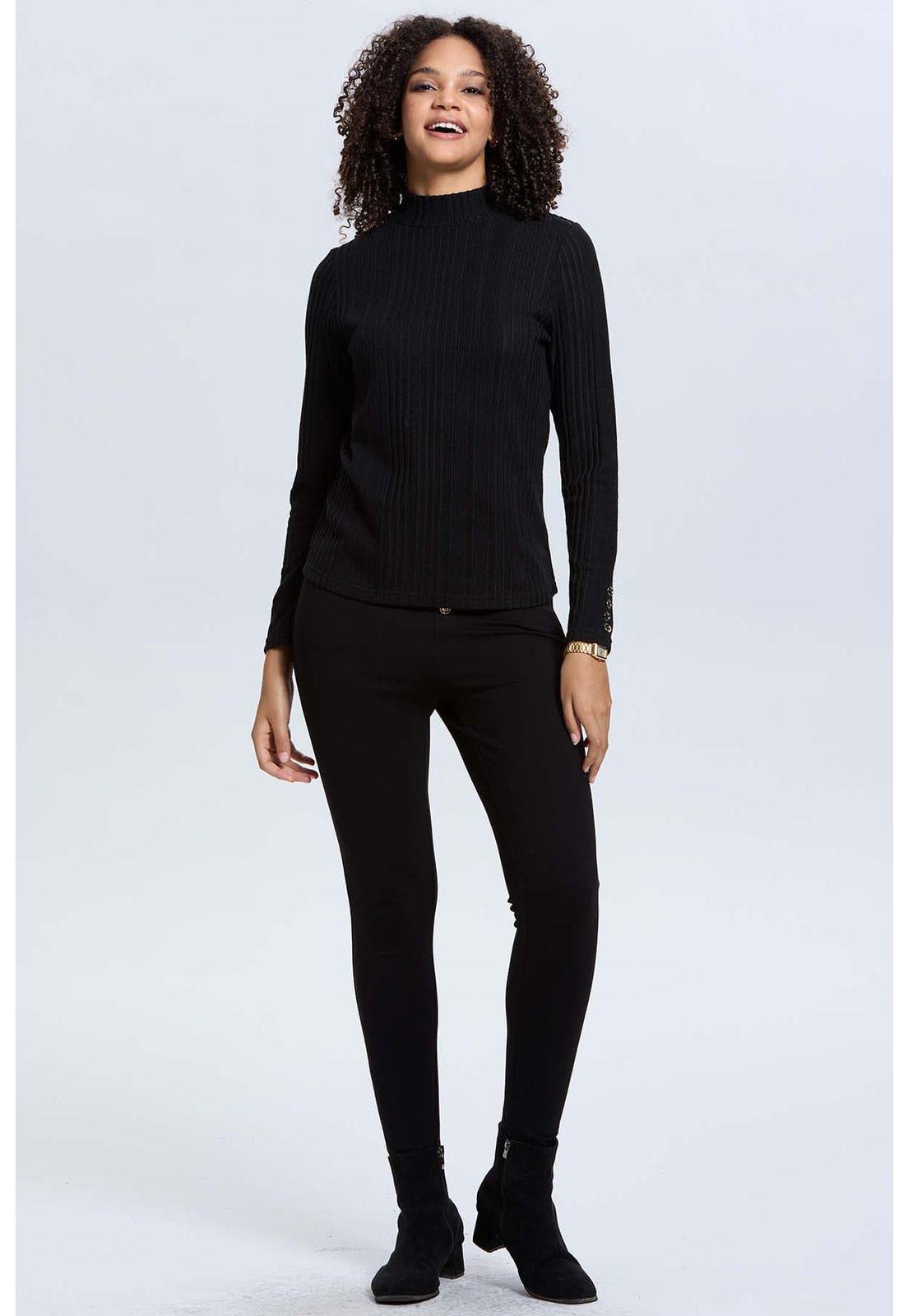 Polera Mujer Camman De Rib Lisa Negro-3