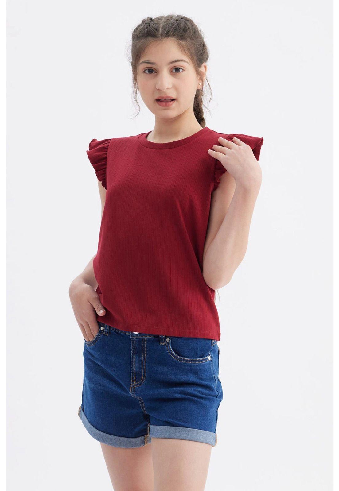 Polera Niña Rib Rojo-0