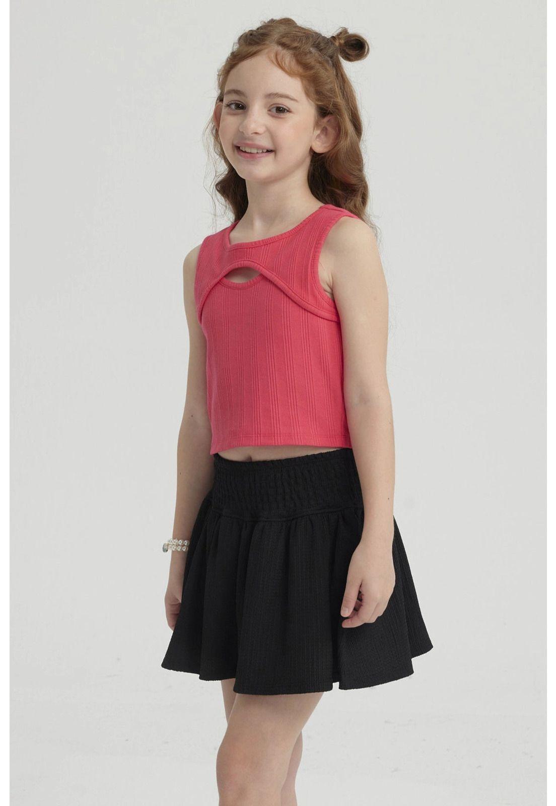 Polera Niña Rib Cut Out Fucsia-3