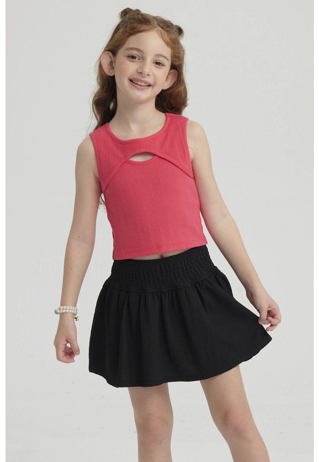 Polera Niña Rib Cut Out Fucsia-4