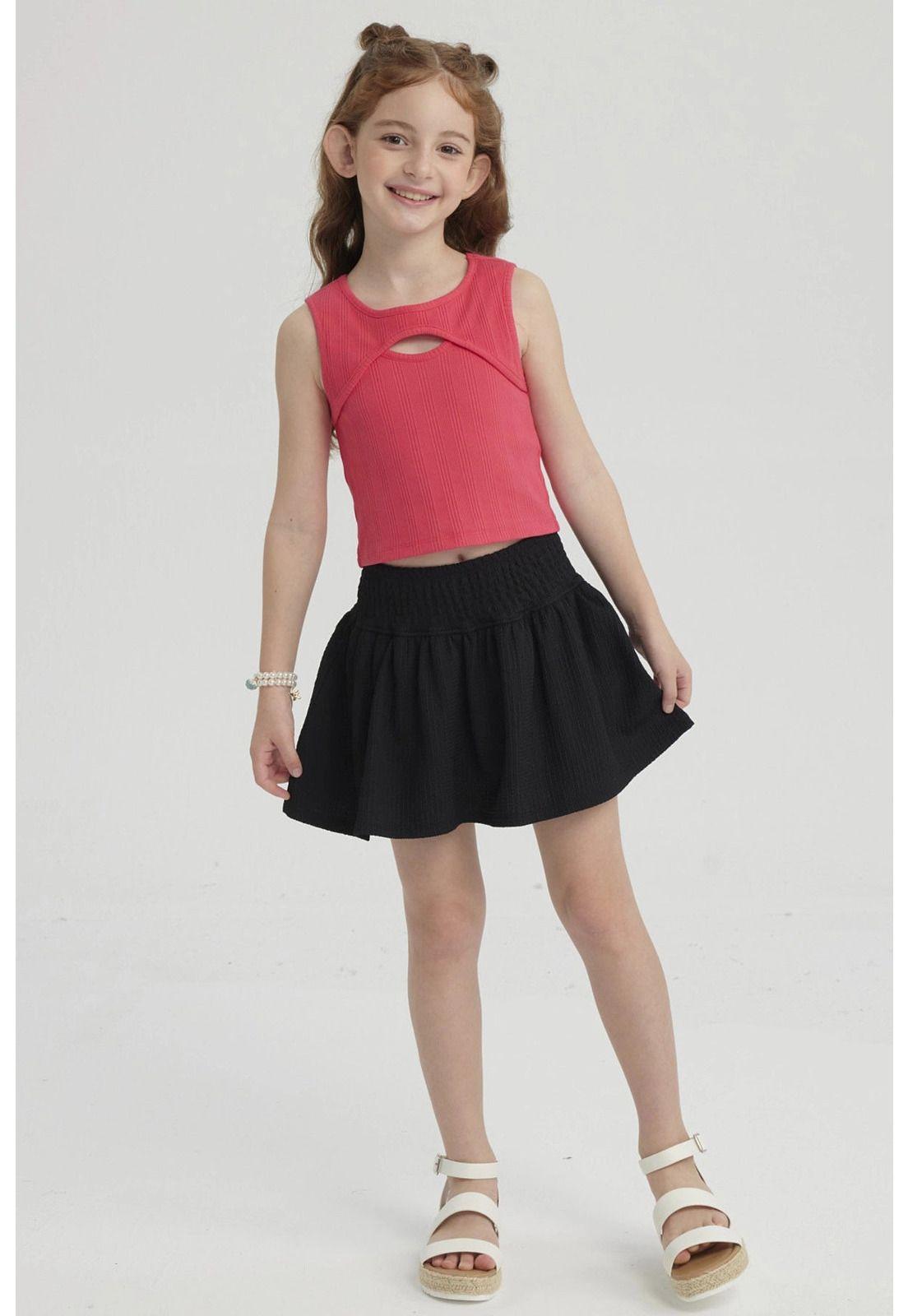 Polera Niña Rib Cut Out Fucsia-7