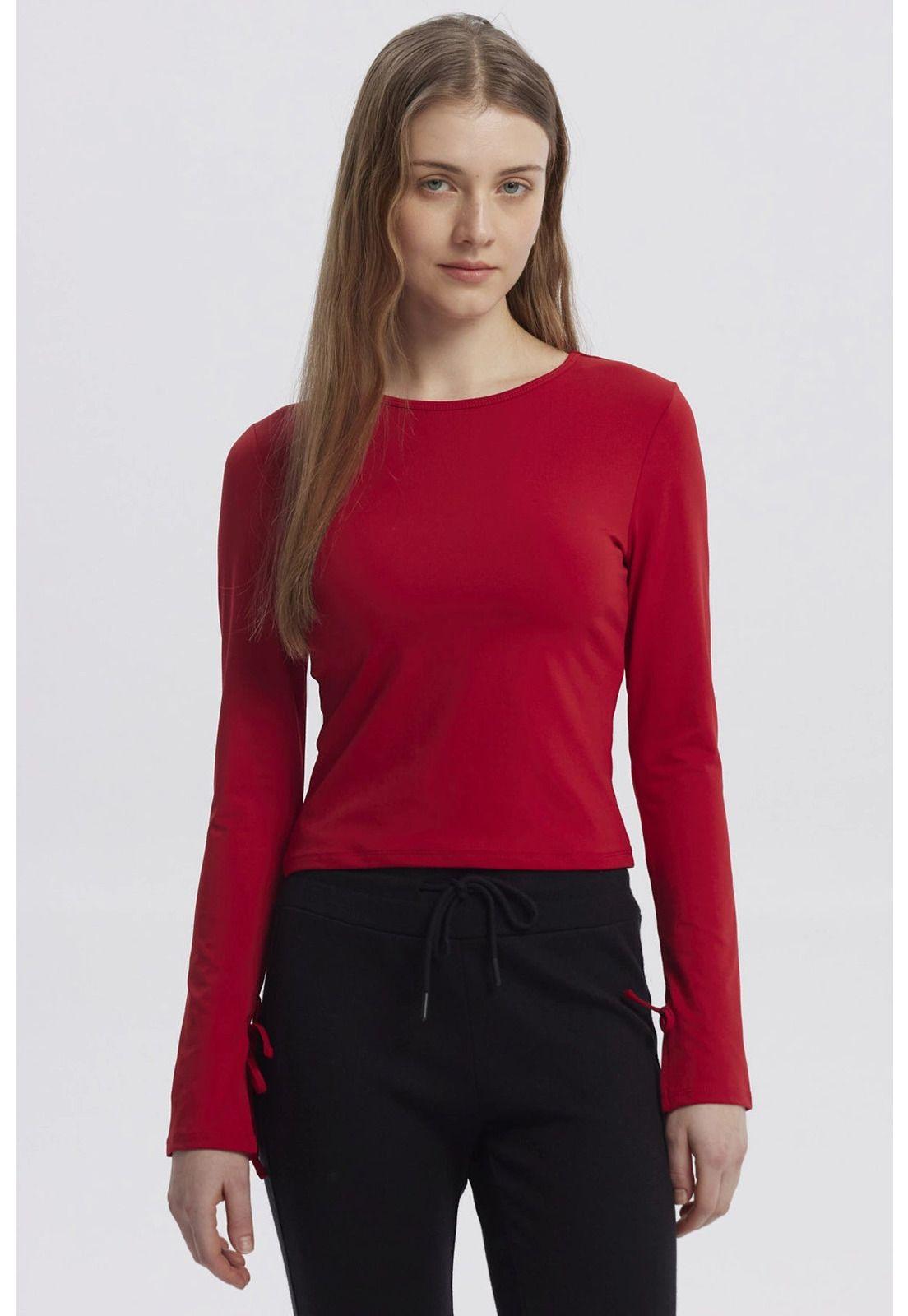 Polera Mujer Lazo Puño Rojo-0