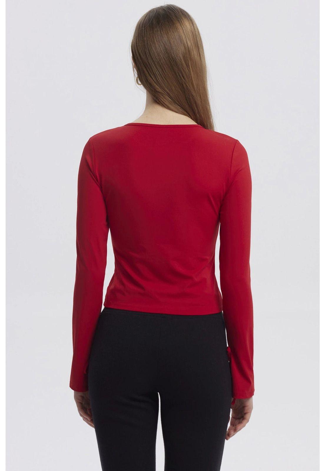 Polera Mujer Lazo Puño Rojo-2