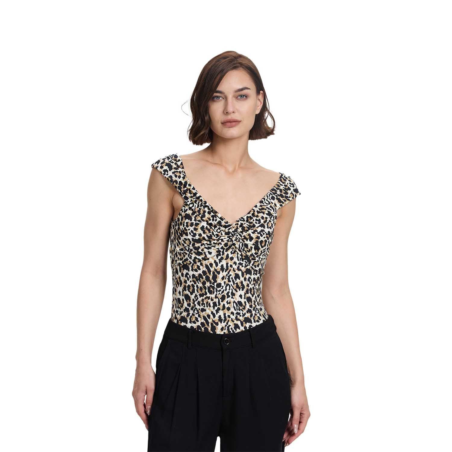 Polera Mujer Body Escote Bardot Beige Fashion's Park-0