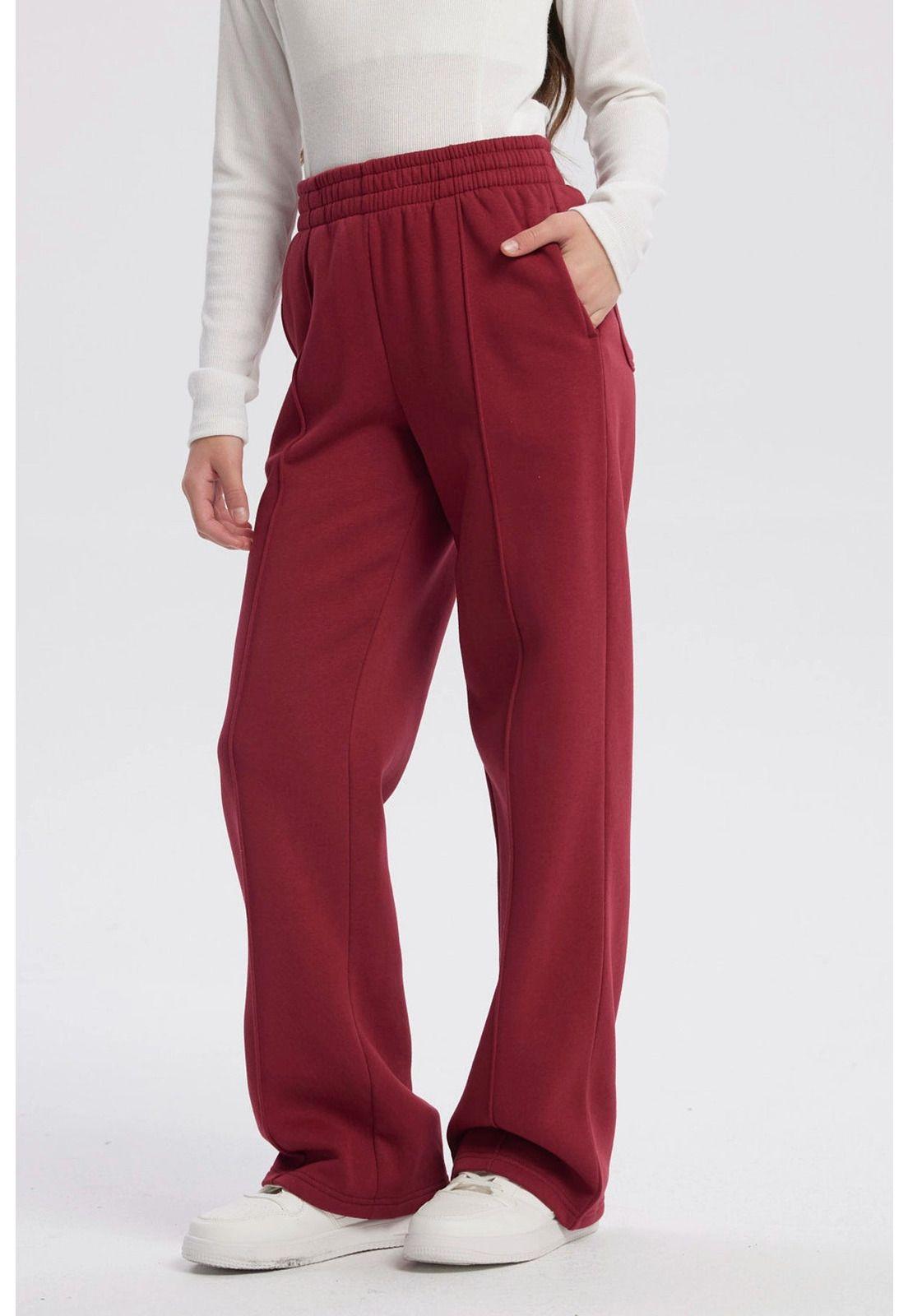 Pantalón Buzo Niña Wide Leg Rojo-1