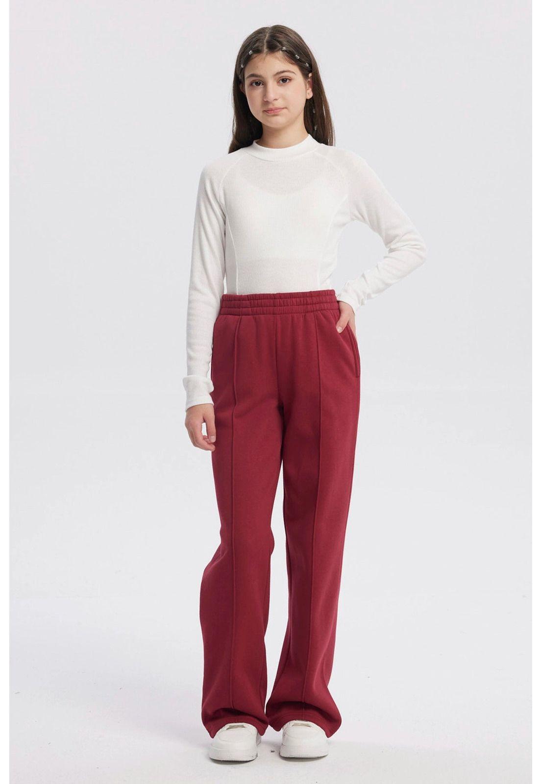 Pantalón Buzo Niña Wide Leg Rojo-3