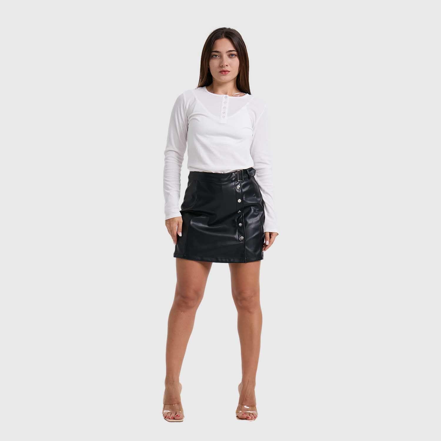Falda Mujer Con Cinturón Negro Fashion´s Park-3