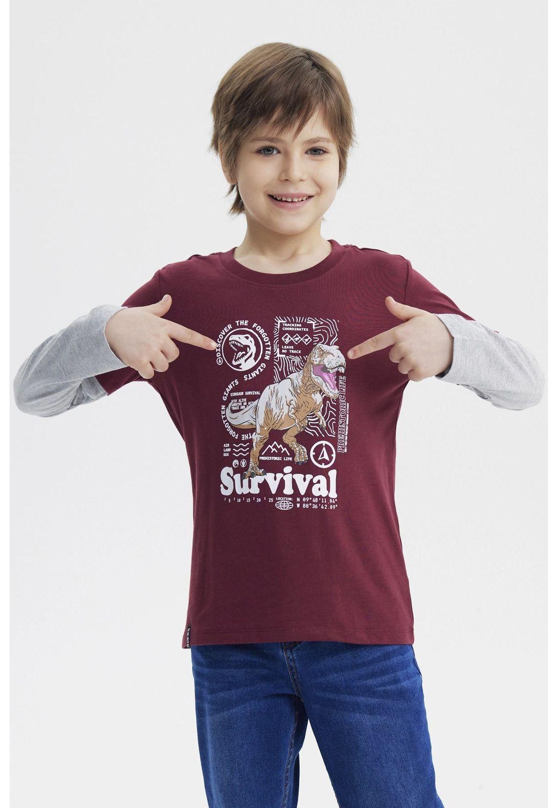 Polera Niño Básica Print Burdeo - lll-0
