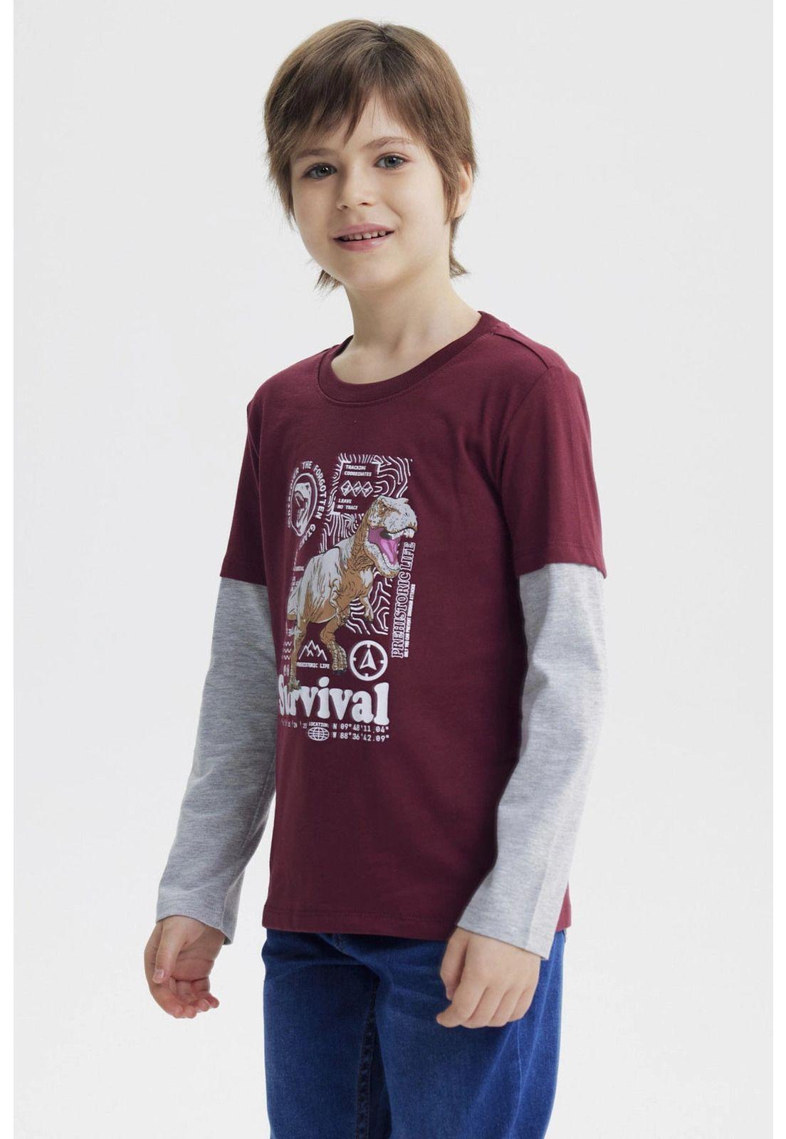 Polera Niño Básica Print Burdeo - lll-1