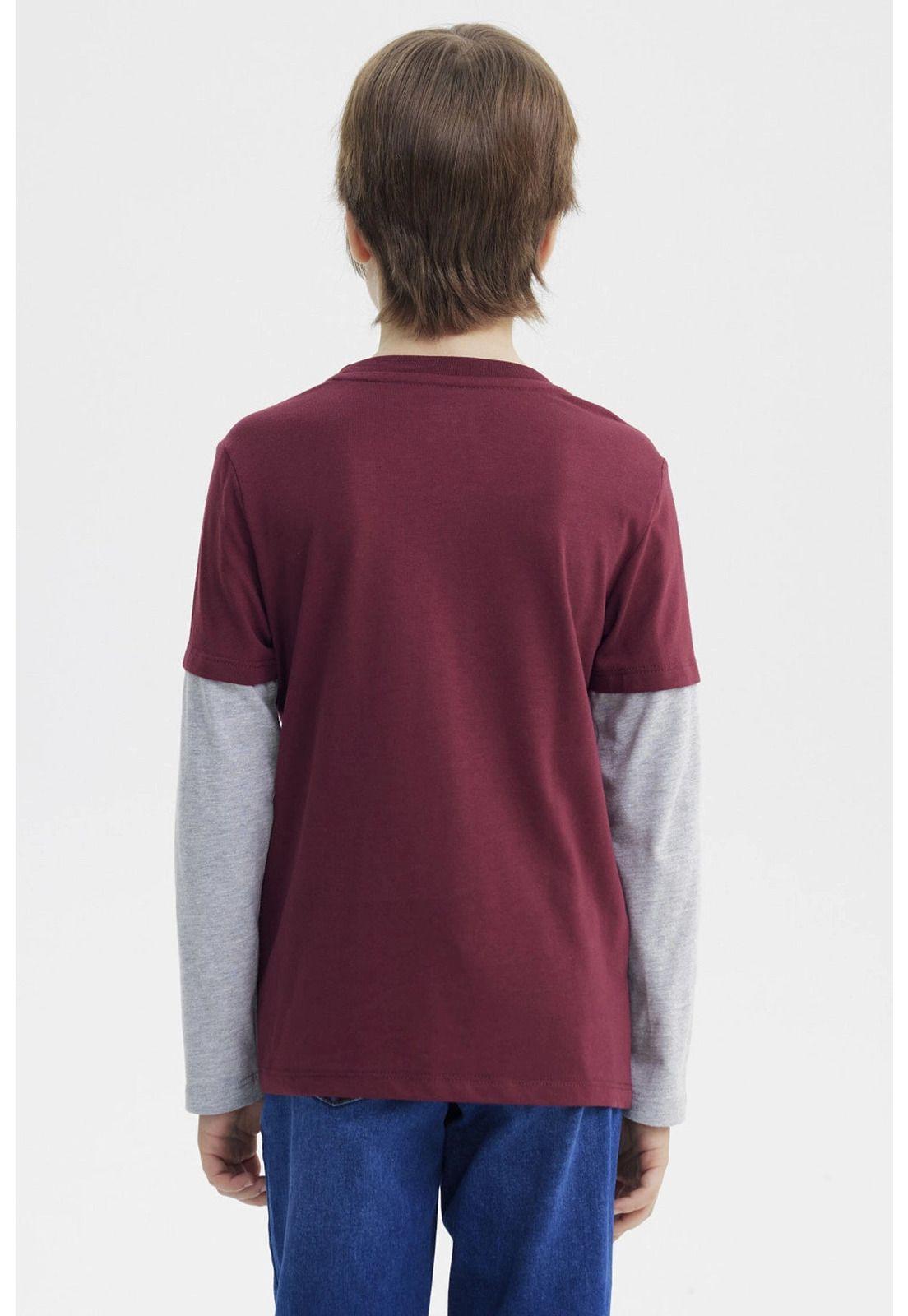 Polera Niño Básica Print Burdeo - lll-2
