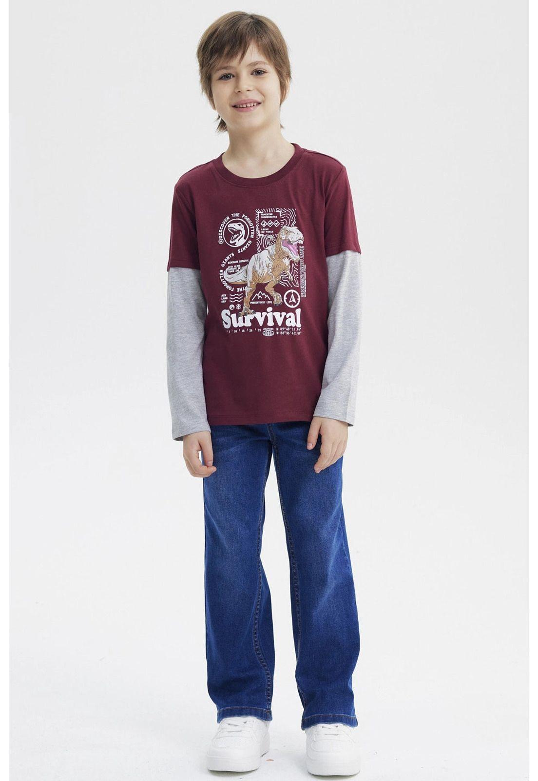 Polera Niño Básica Print Burdeo - lll-3