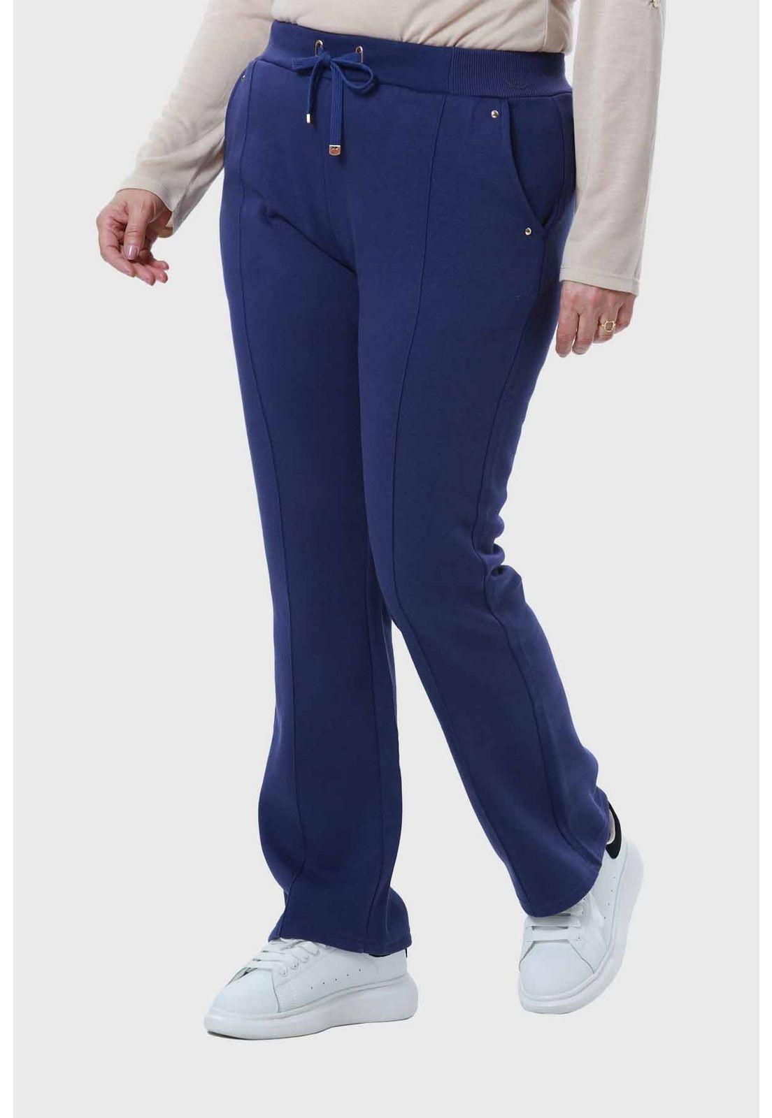 Pantalón Buzo Mujer Flare Clásico Azul-1