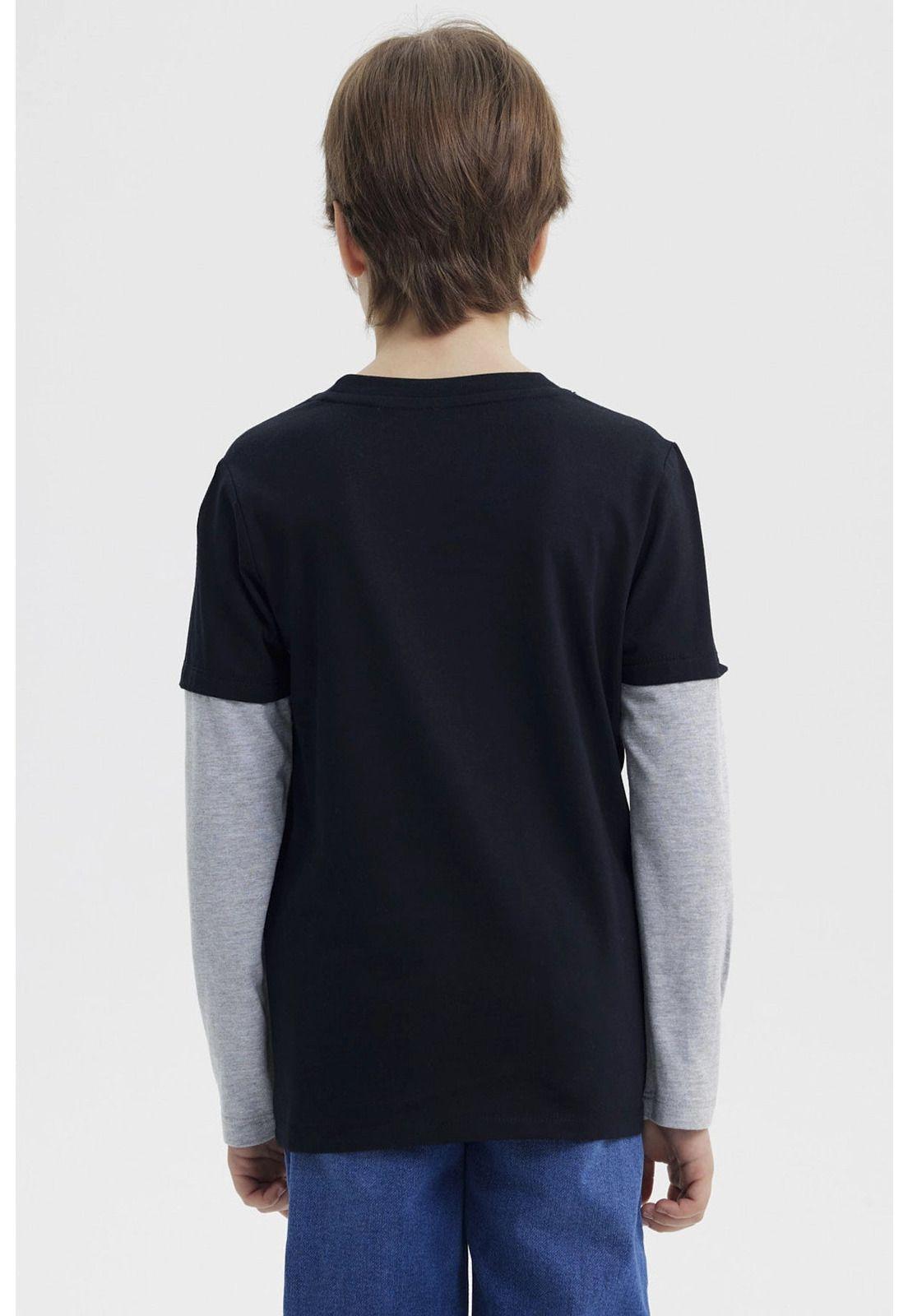 Polera Niño Básica Print Negro - ll-2