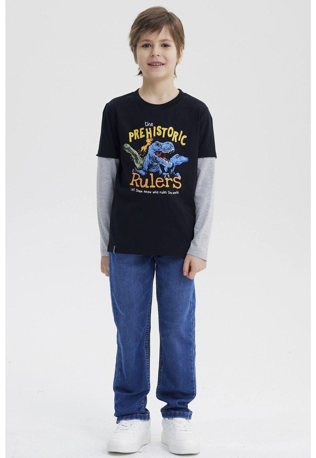 Polera Niño Básica Print Negro - ll-3