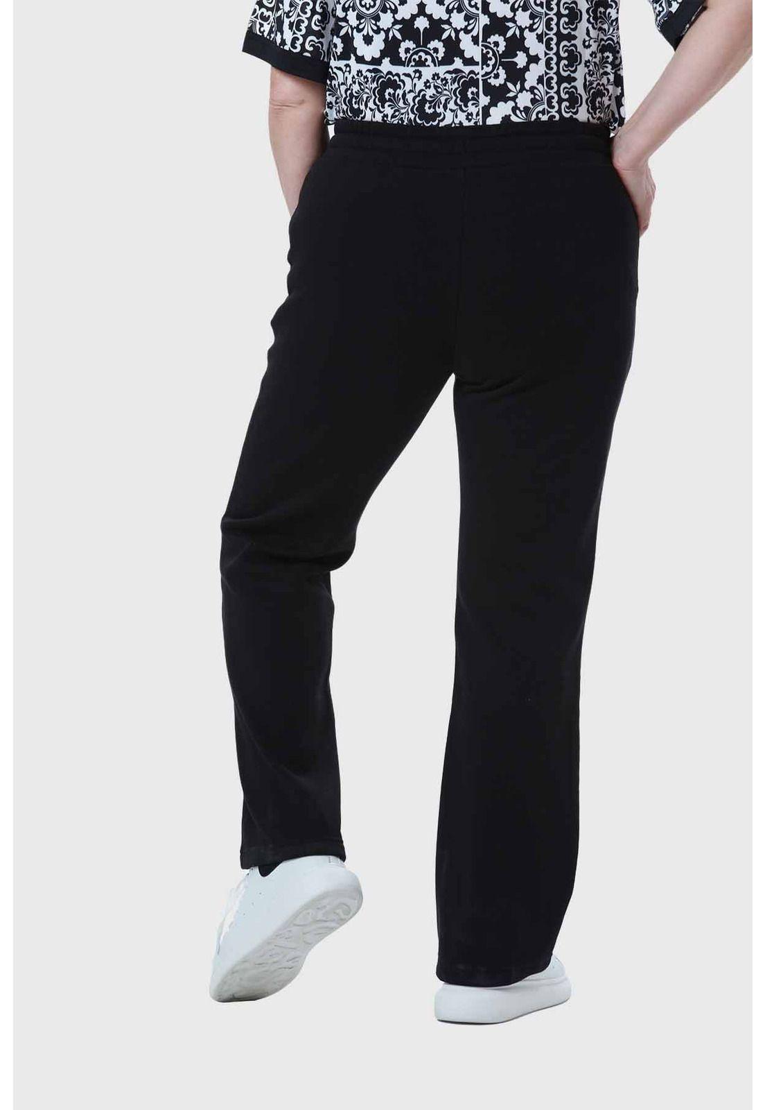 Pantalón Buzo Mujer Detalle Strass Bolsillo Negro-2