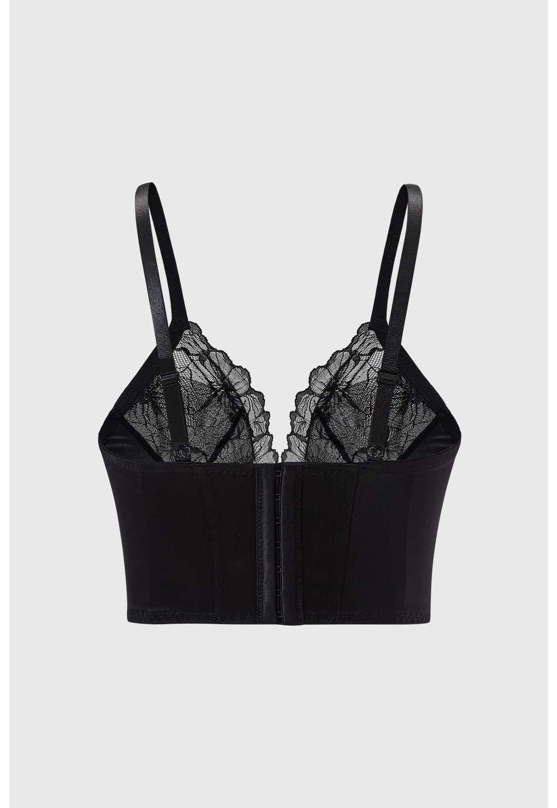 Sostén Mujer Encaje Tipo Corset Negro-1