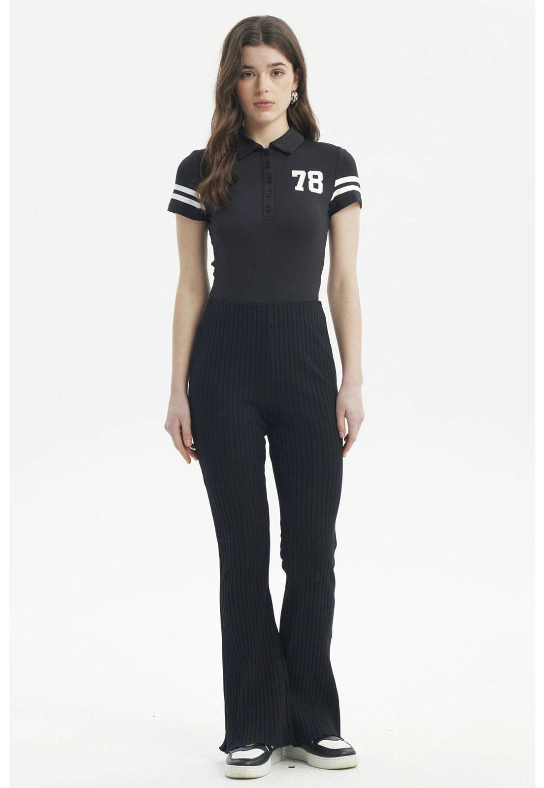 Pantalón Mujer Flare Negro - ll-3