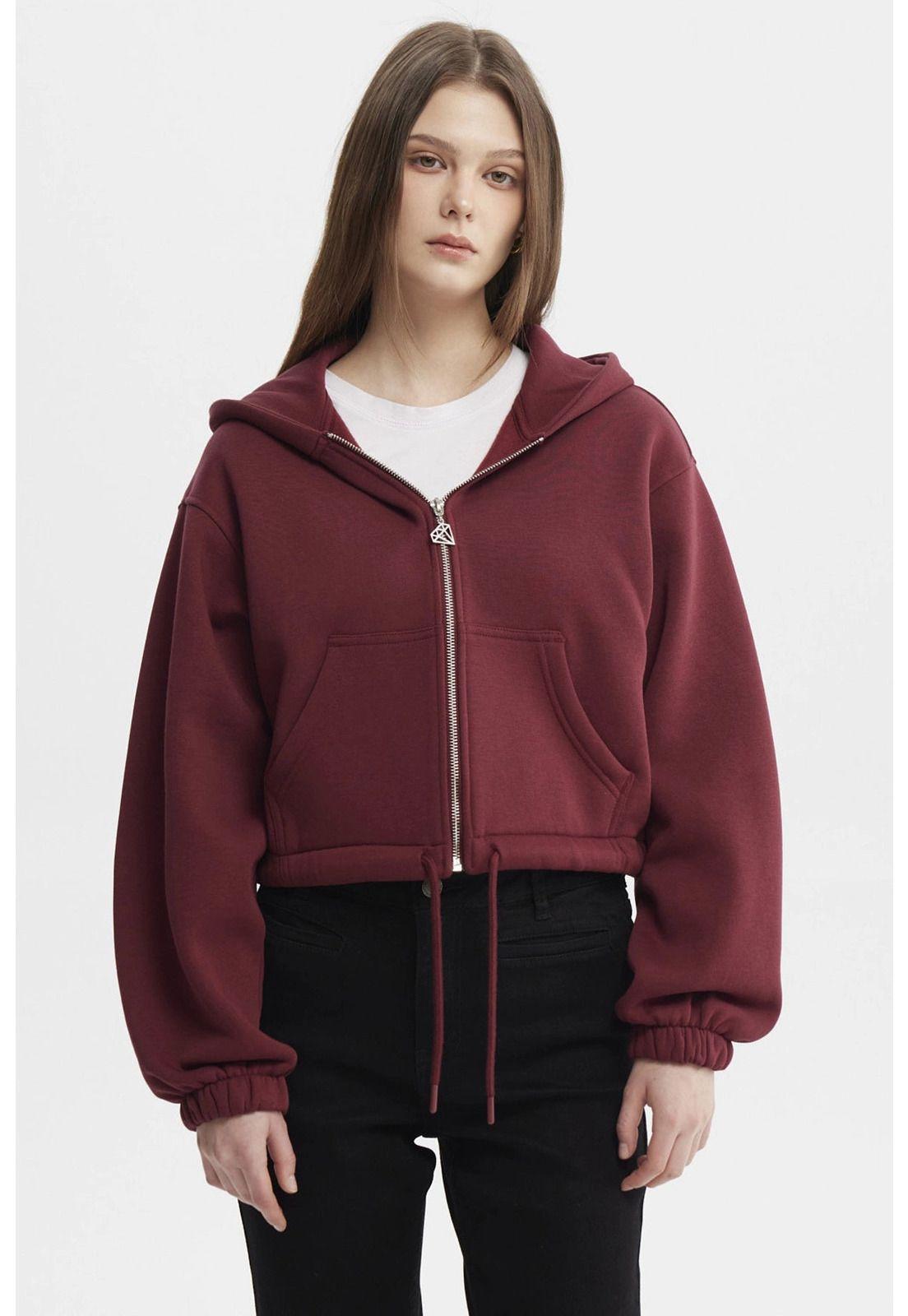 Polerón Mujer Zipper Crop Rojo - ll-0