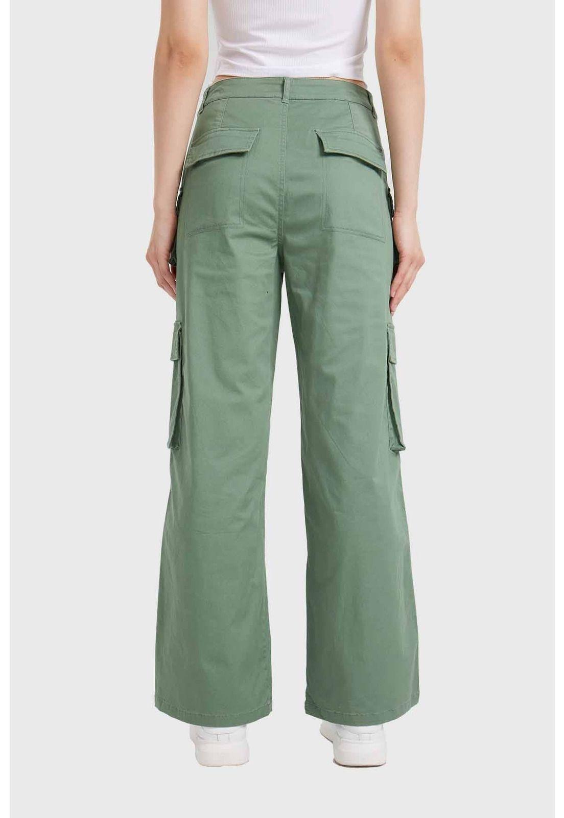 Pantalón Mujer Cargo Tiras Verde-2