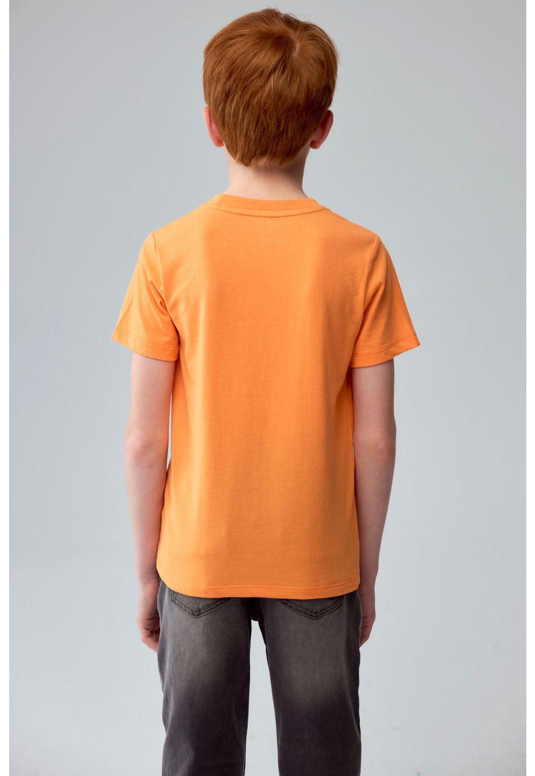 Polera Niño Básica Estampada Naranjo - lll-2