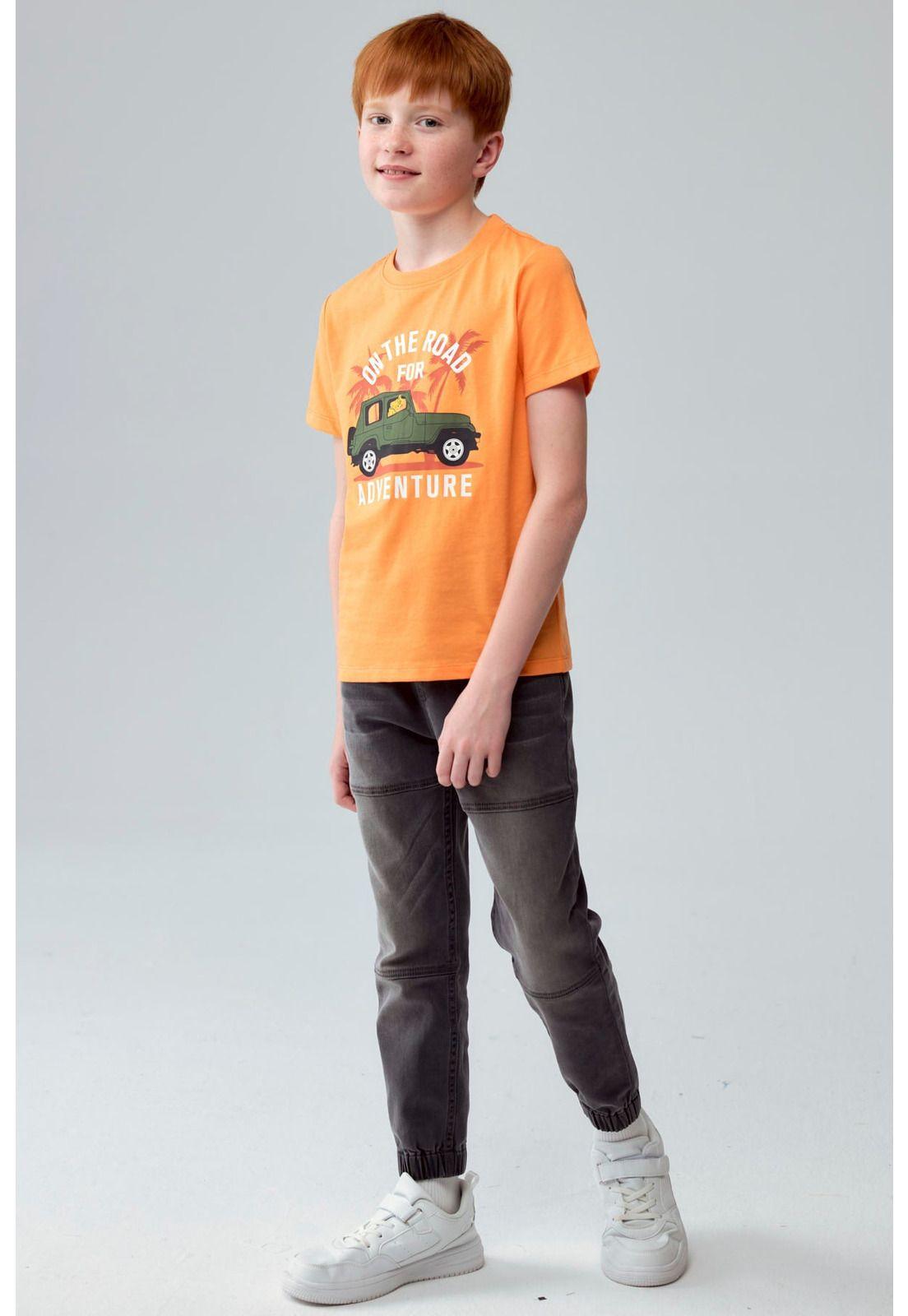 Polera Niño Básica Estampada Naranjo - lll-3