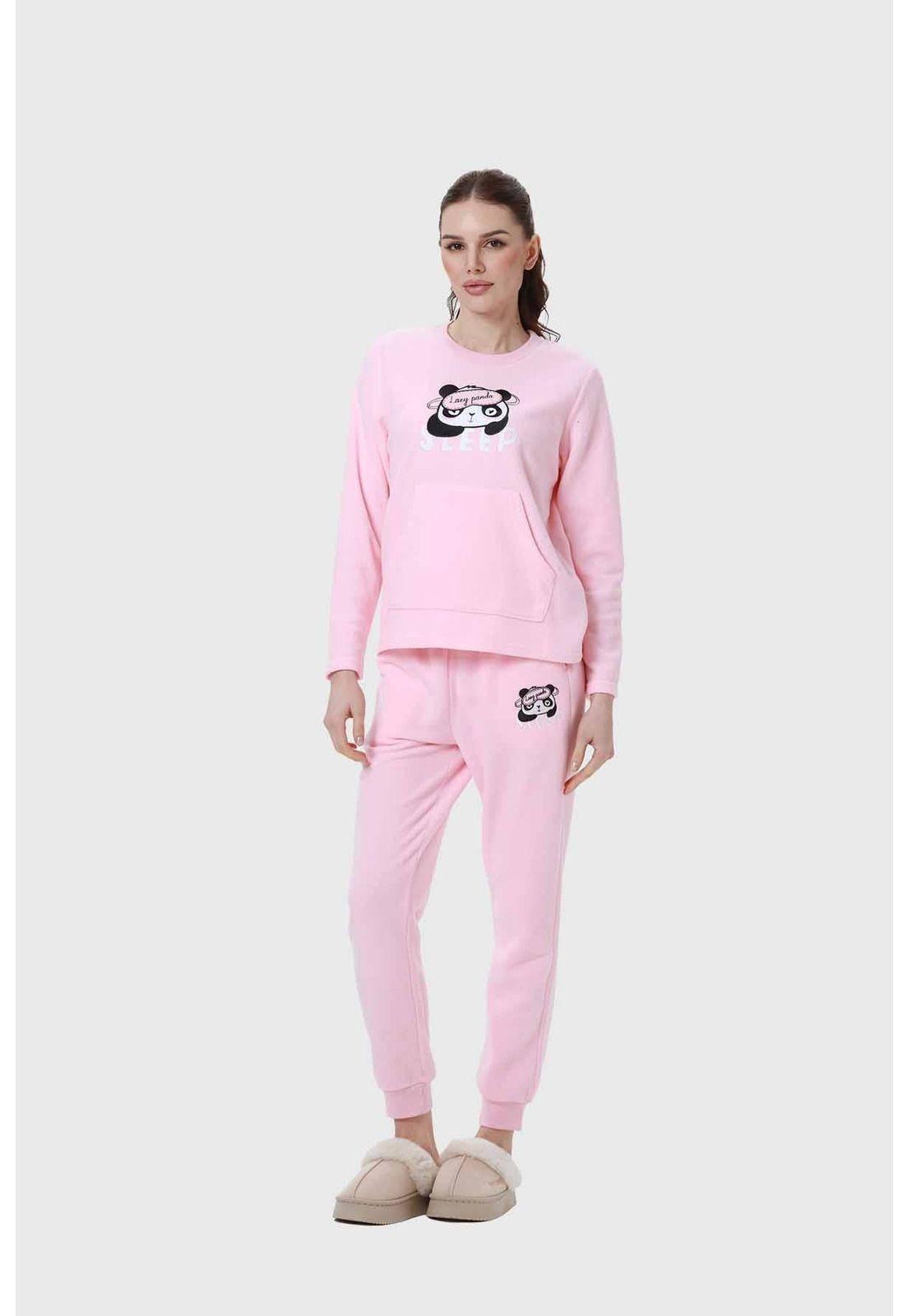 Pijama Mujer Polar Rosado-1