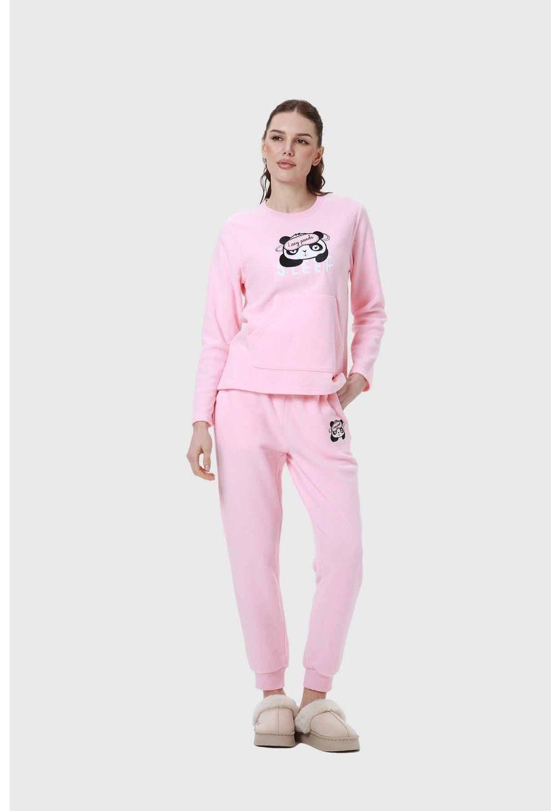 Pijama Mujer Polar Rosado-3