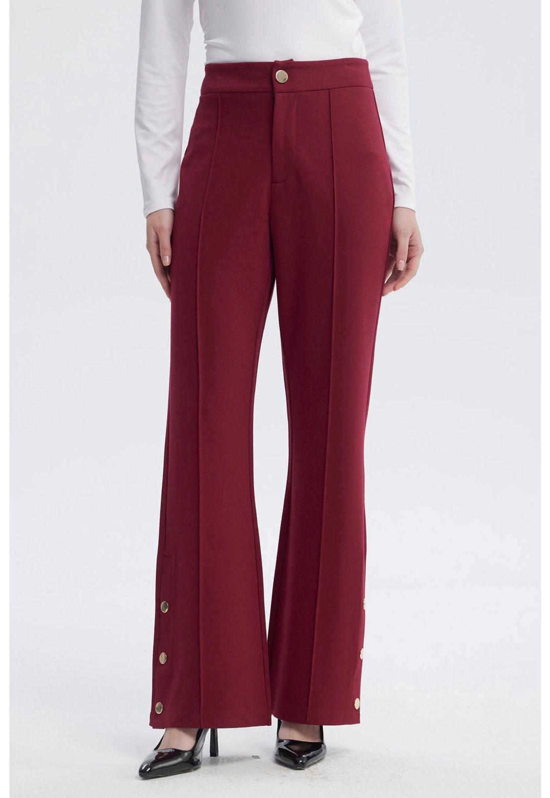 Pantalón Mujer Leve Flare Burdeo-0