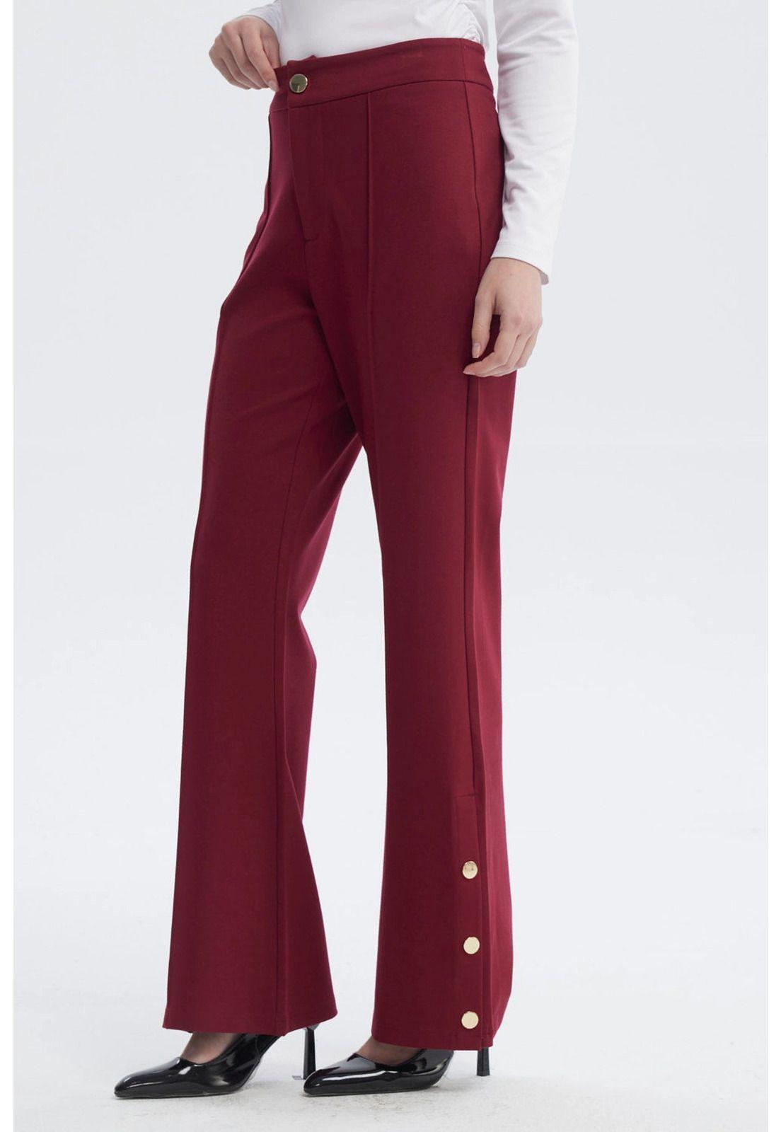 Pantalón Mujer Leve Flare Burdeo-1
