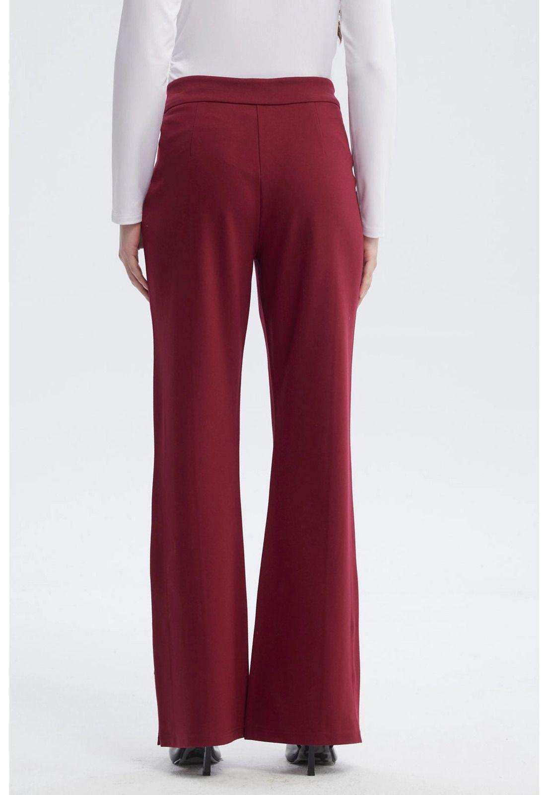 Pantalón Mujer Leve Flare Burdeo-2