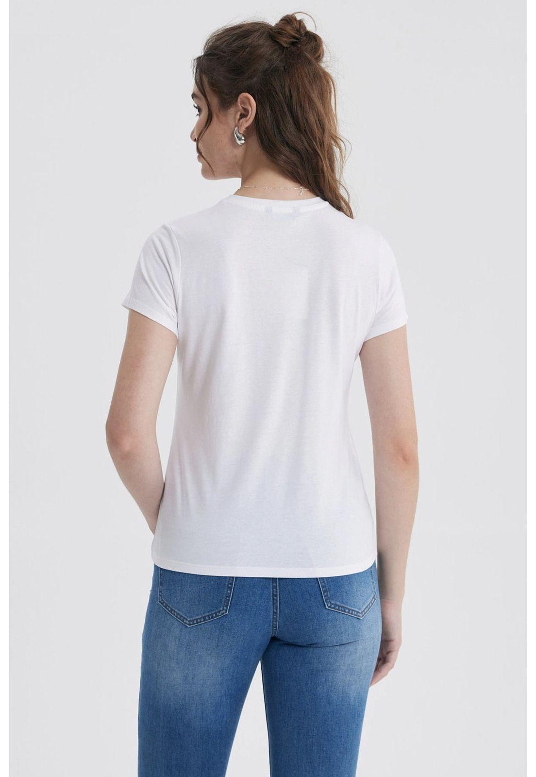 Polera Mujer Básica Print Blanco / Azul Marino / Celeste-2