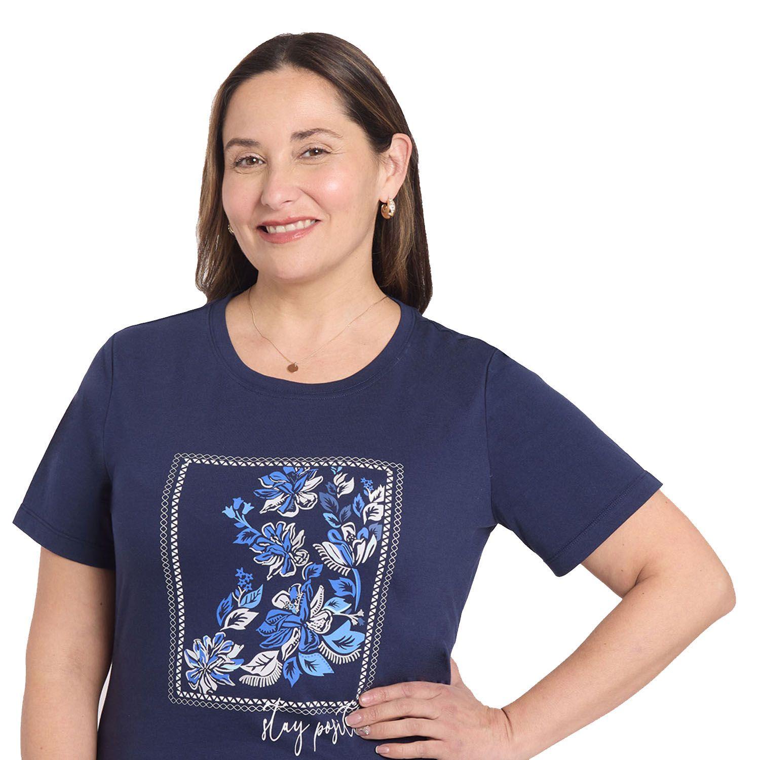 Polera Mujer Print Posicional Azul Fashion's Park-0