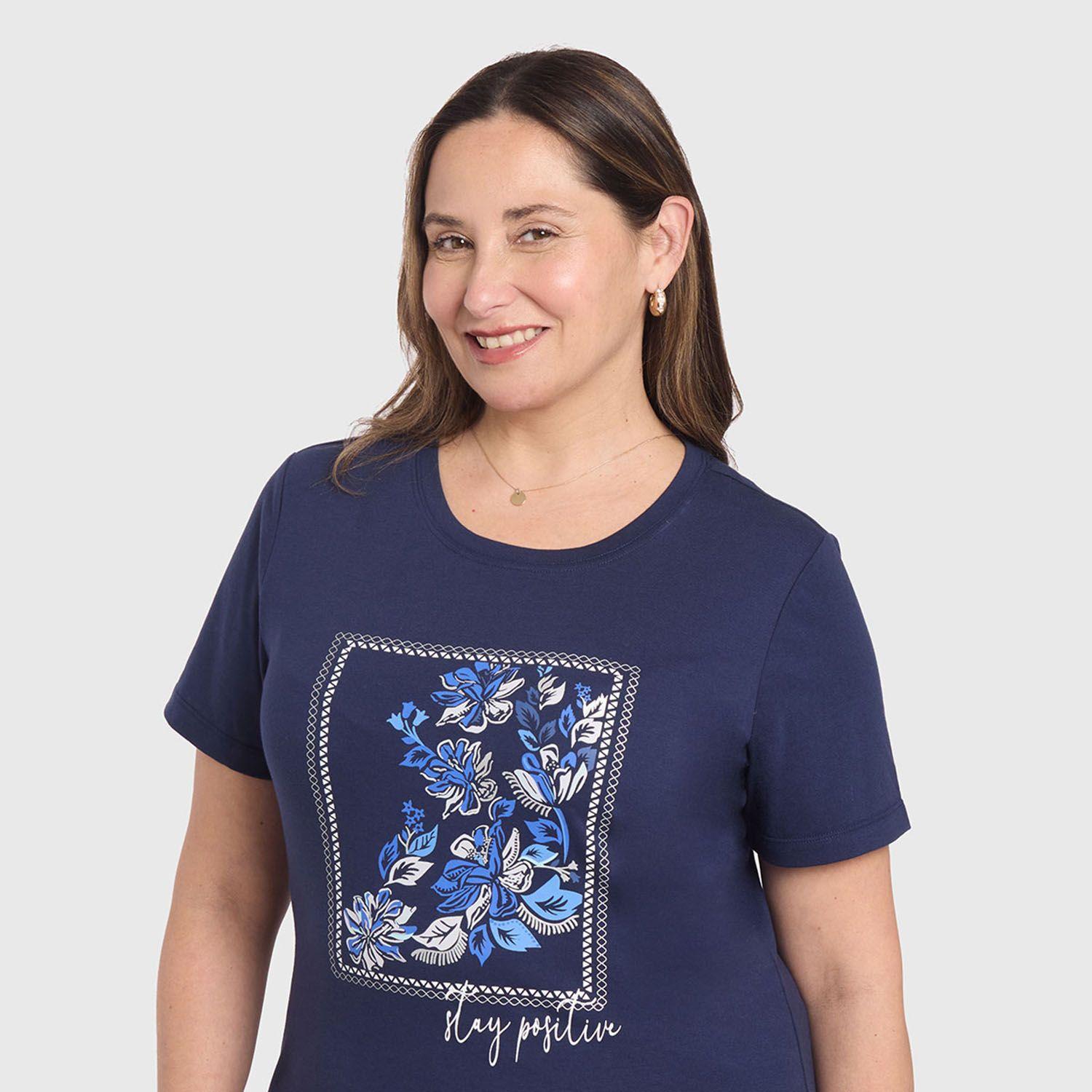 Polera Mujer Print Posicional Azul Fashion's Park-1