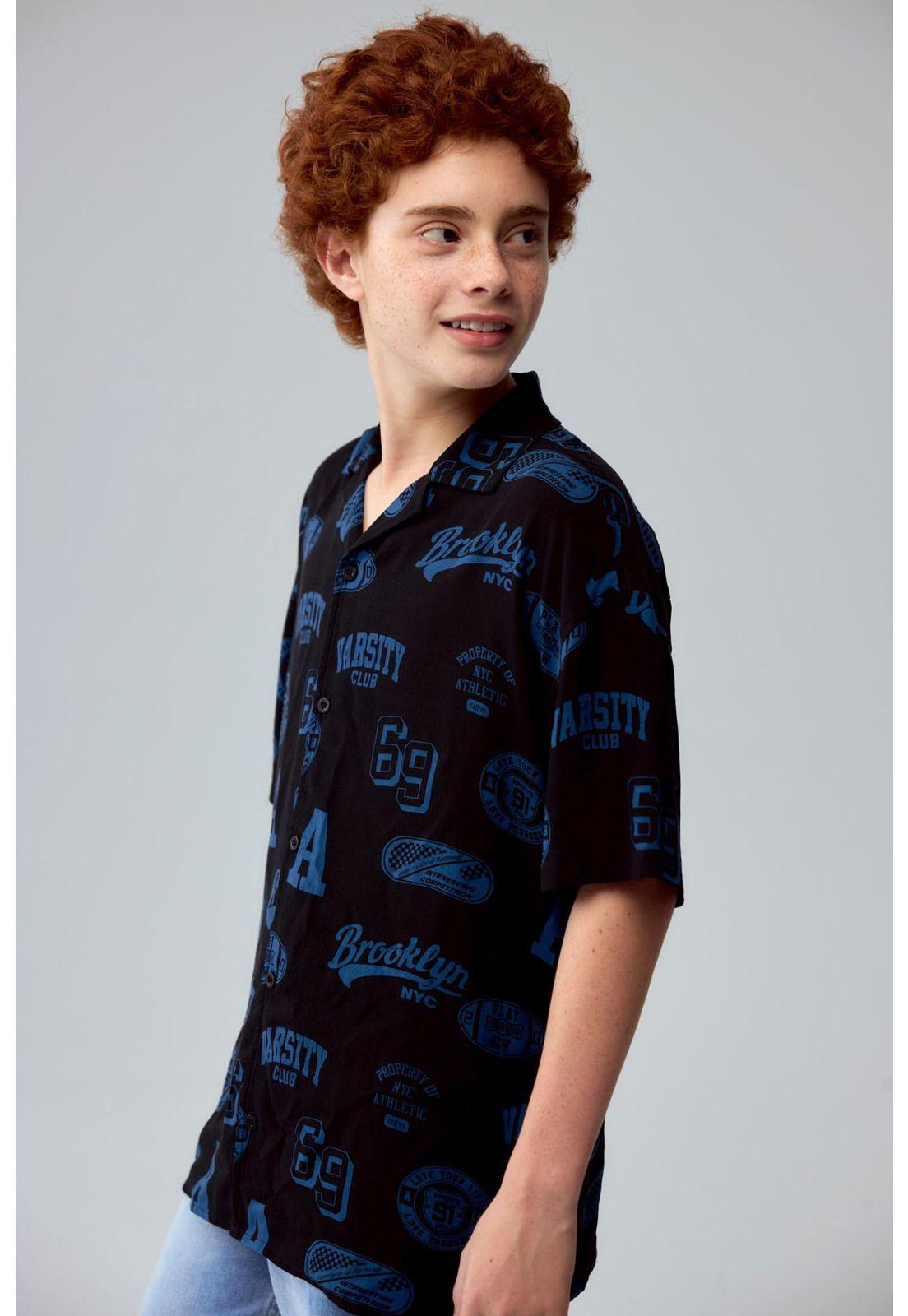 Camisa Niño Print College Negro-2