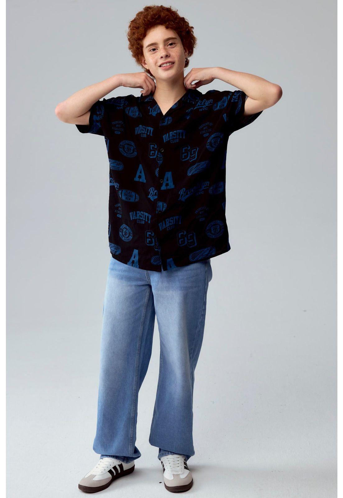 Camisa Niño Print College Negro-3