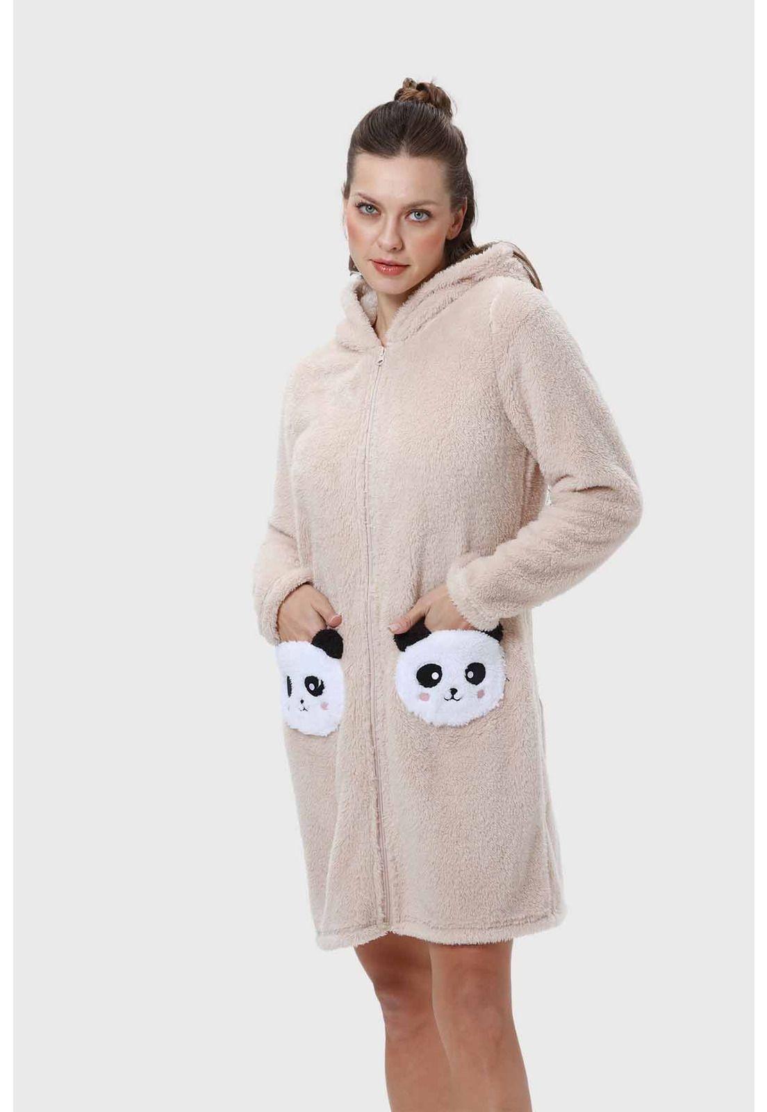 Bata Mujer Polar Con Bolsillo Beige-0
