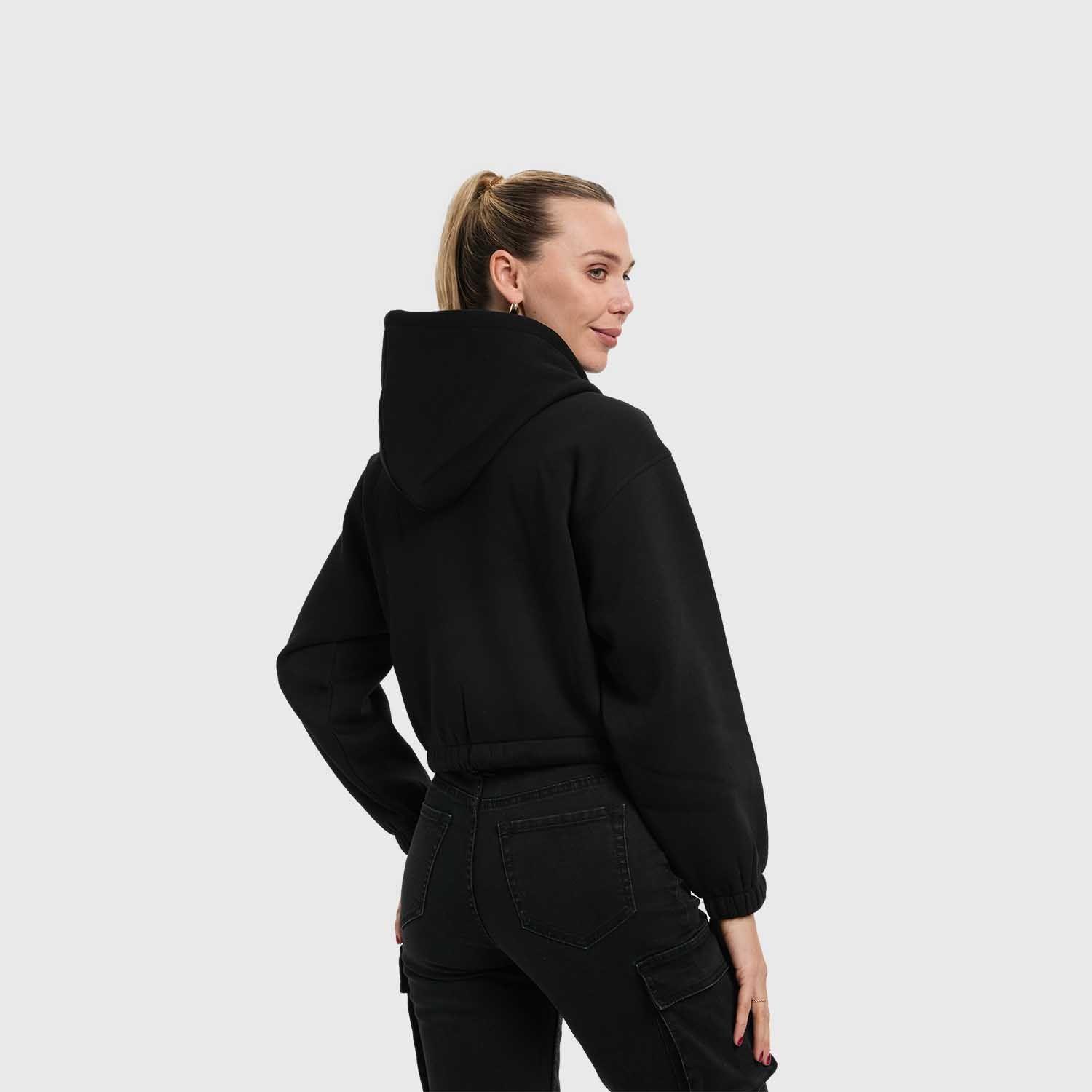 Polerón Mujer Zipper Crop Negro Fashion's Park-2