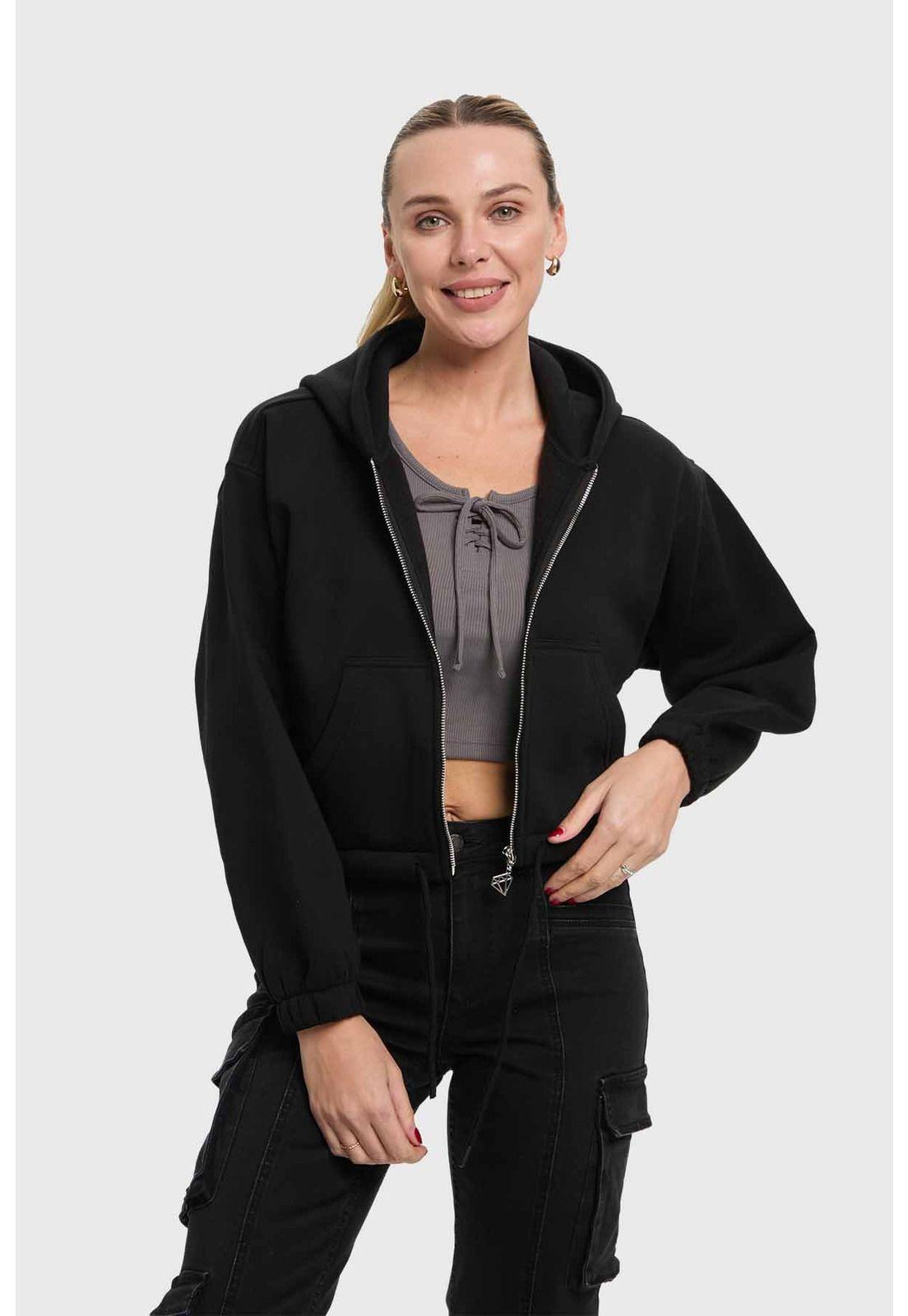 Polerón Mujer Crop Negro - lll-1