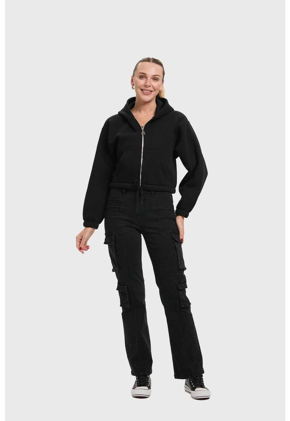 Polerón Mujer Crop Negro - lll-3