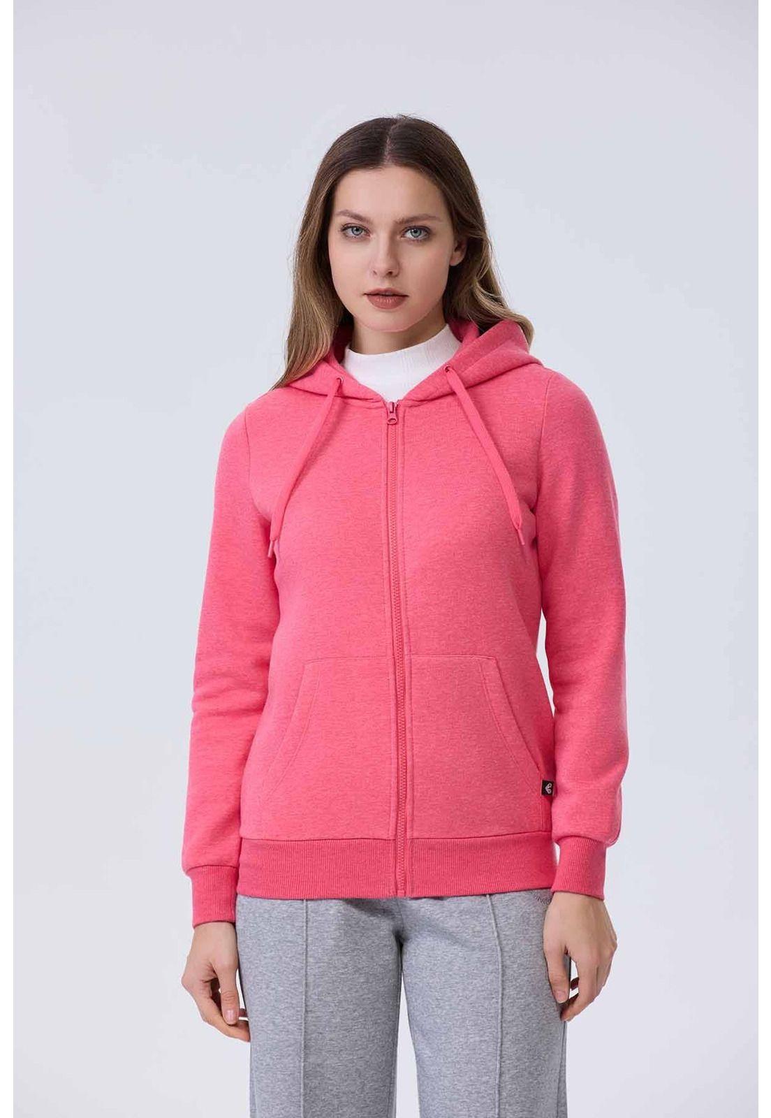 Polerón Mujer Básico Hoodie Guinda Melange-0