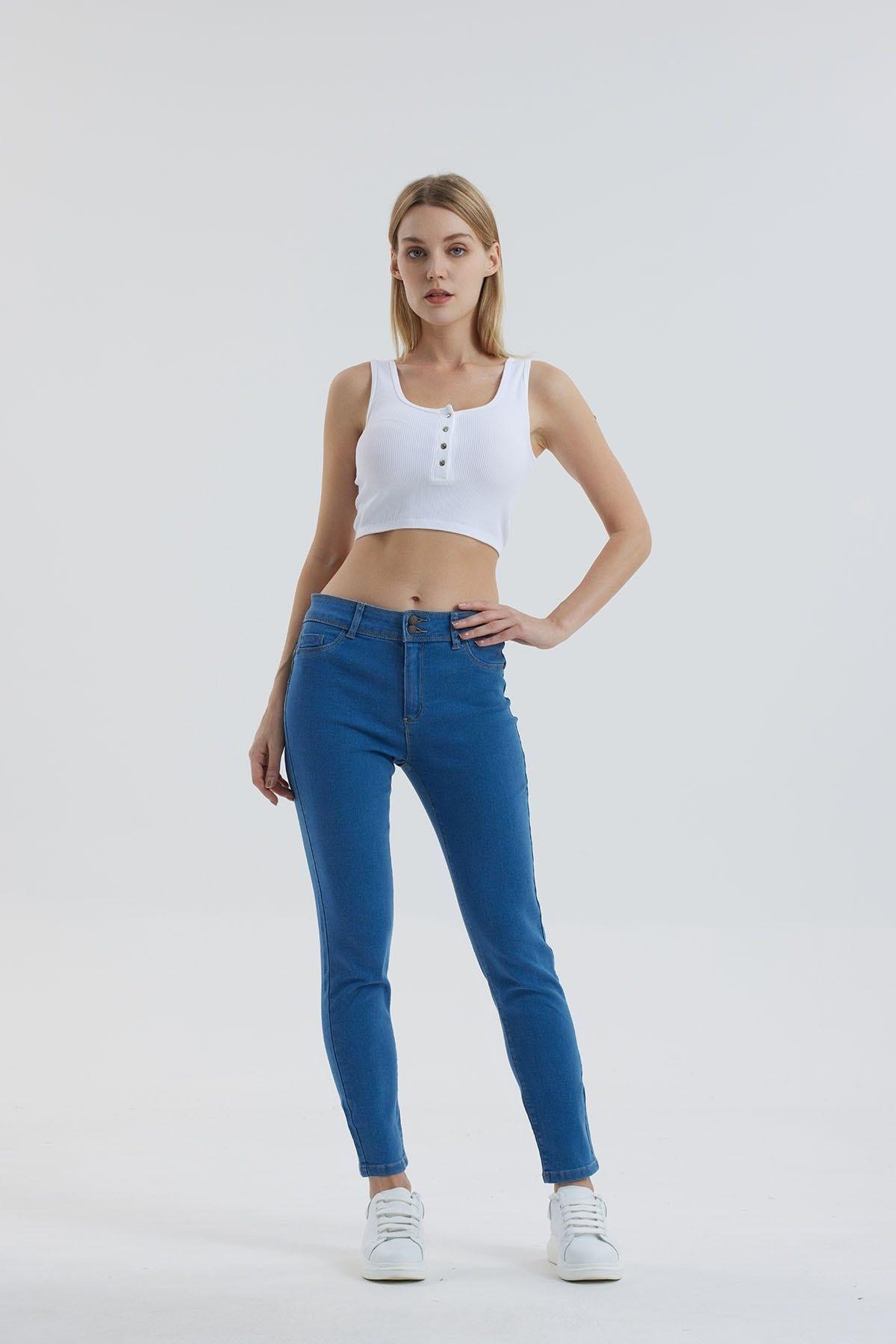Jeans Mujer Skinny Push Up Azul-3