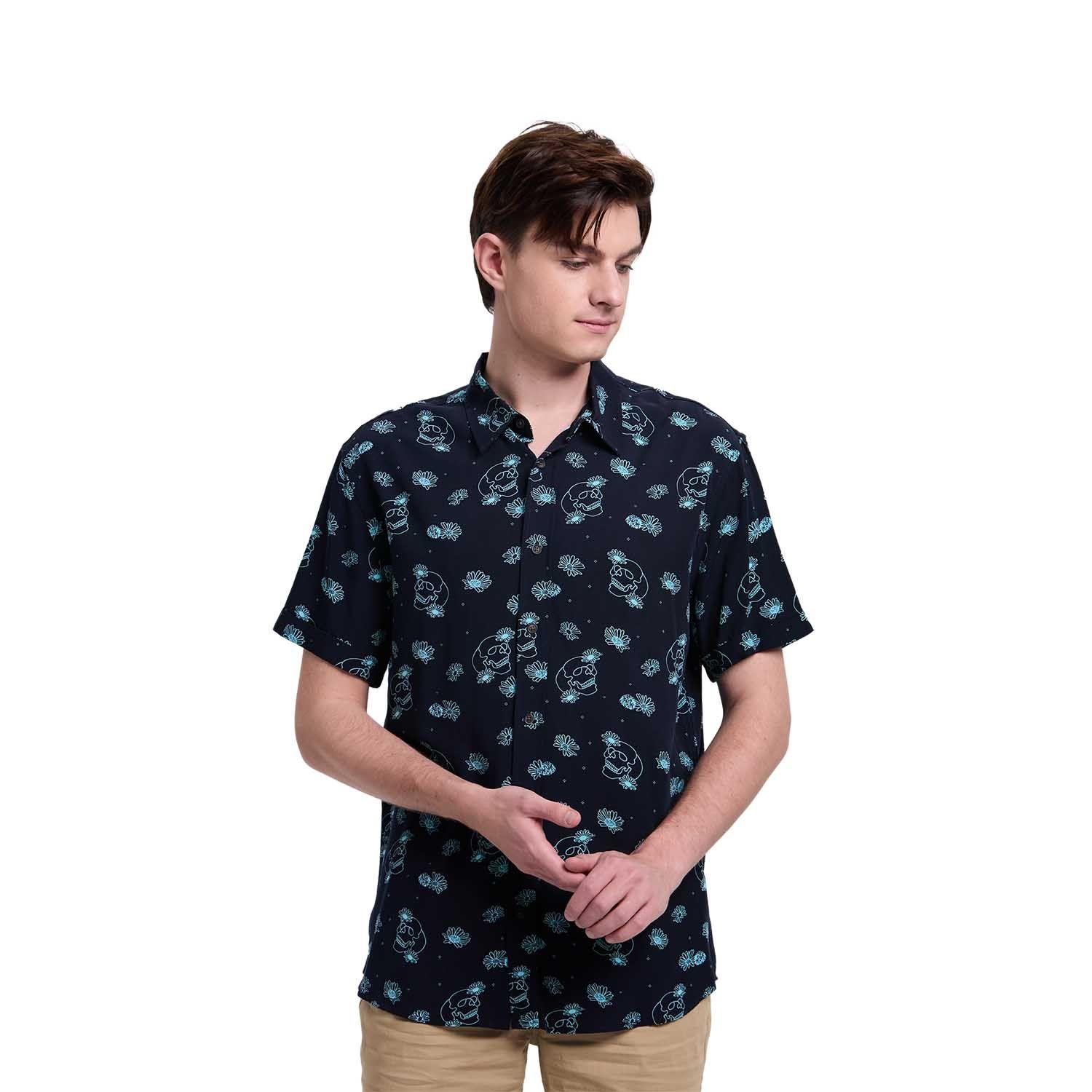 Camisa Hombre Mini Print Azul Fashion's Park-0