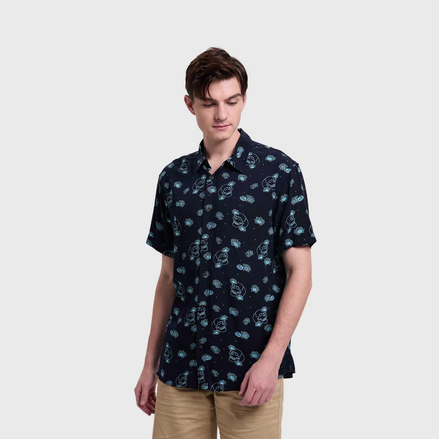 Camisa Hombre Mini Print Azul Fashion's Park-1