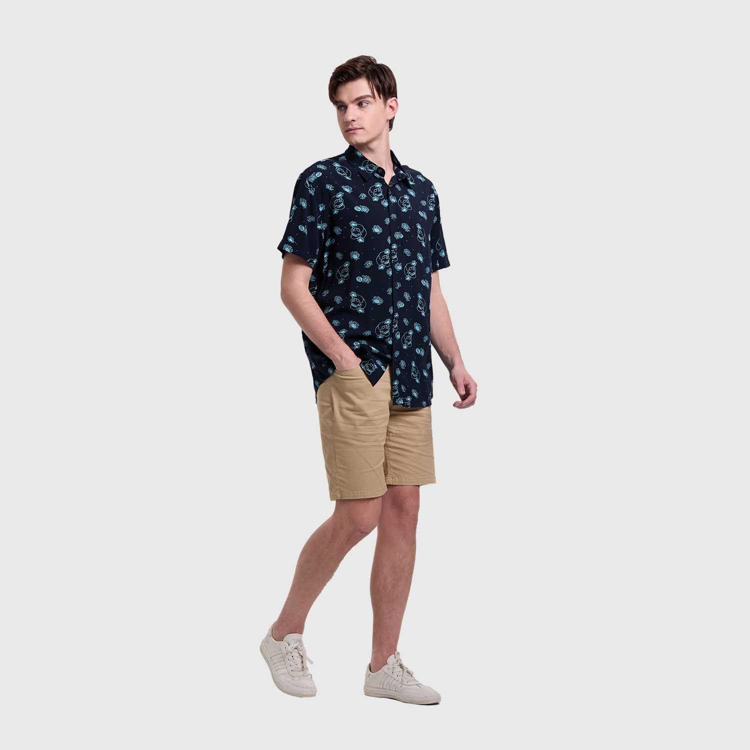 Camisa Hombre Mini Print Azul Fashion's Park-3