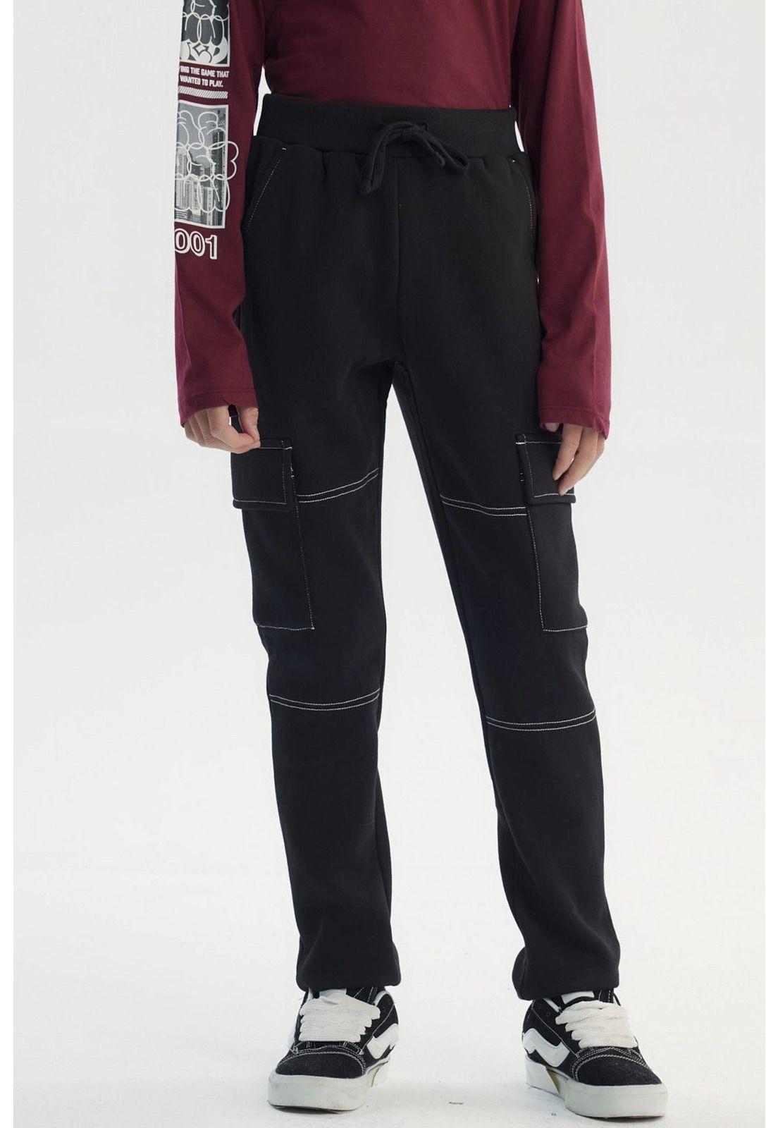 Pantalón Buzo Niño Pitillo Negro - lV-0