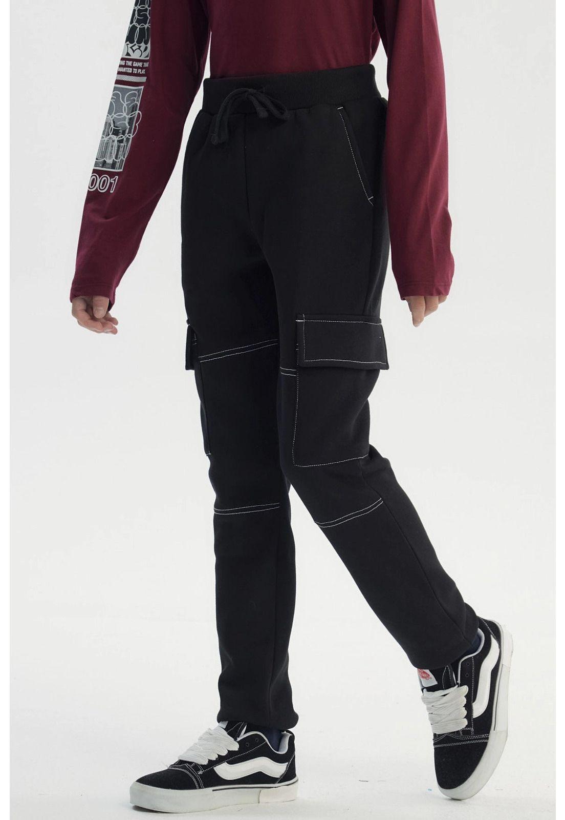 Pantalón Buzo Niño Pitillo Negro - lV-2