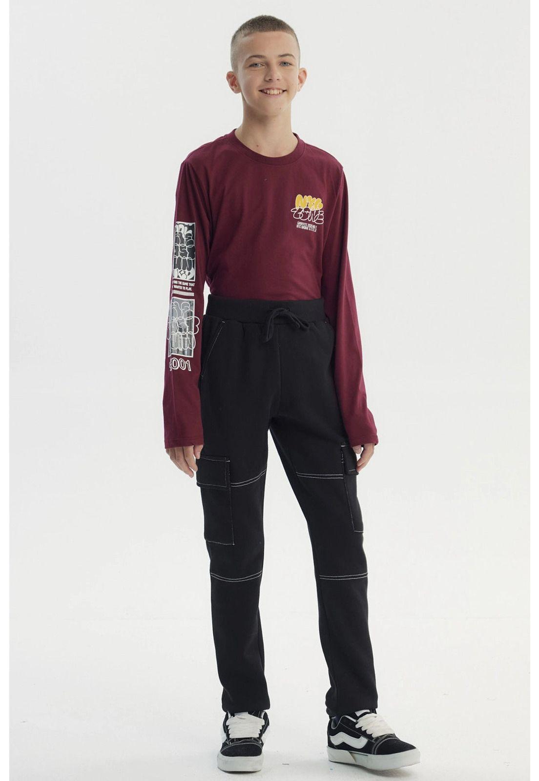 Pantalón Buzo Niño Pitillo Negro - lV-3