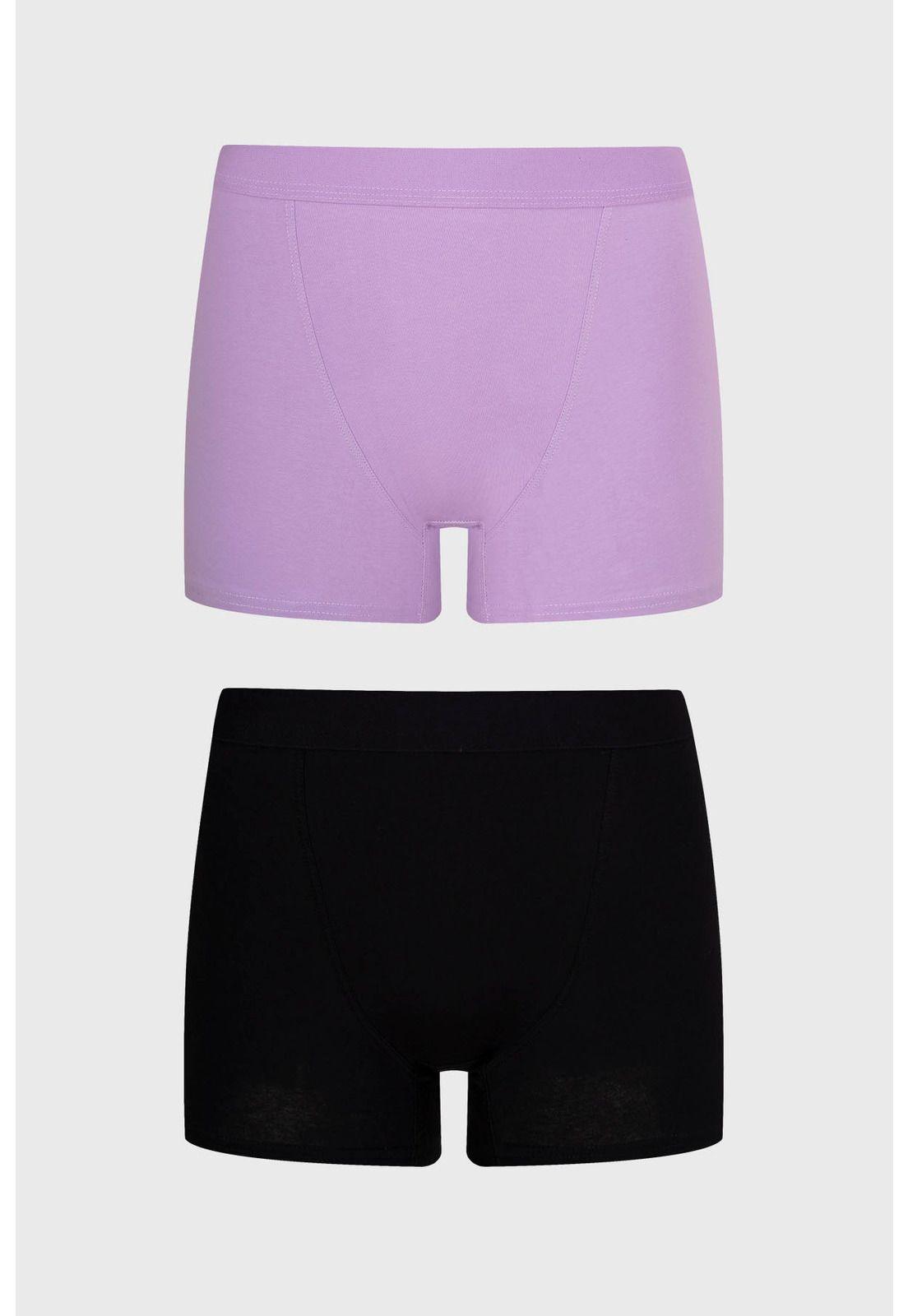 Calzón Mujer Bipack Short Tipo Bóxer Lila-0