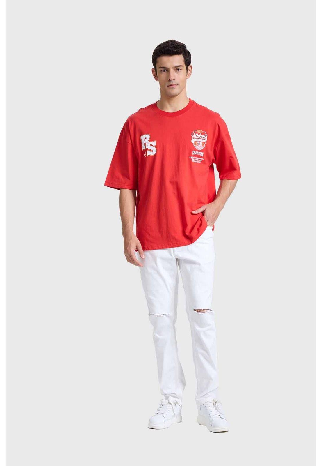 Polera Hombre Oversize Rojo-3